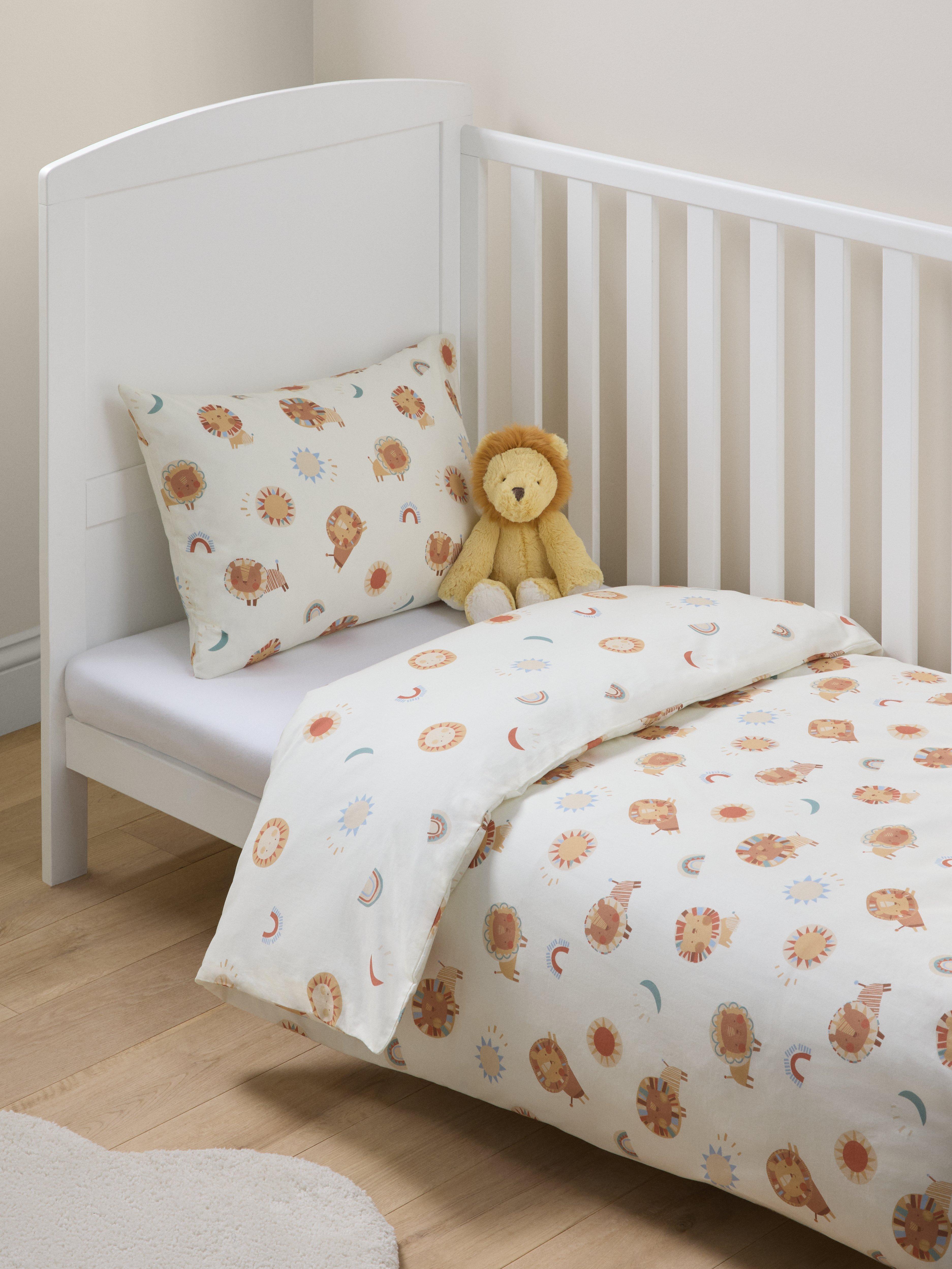 John Lewis reversible cotton duvet cover lion weather cot, UK version