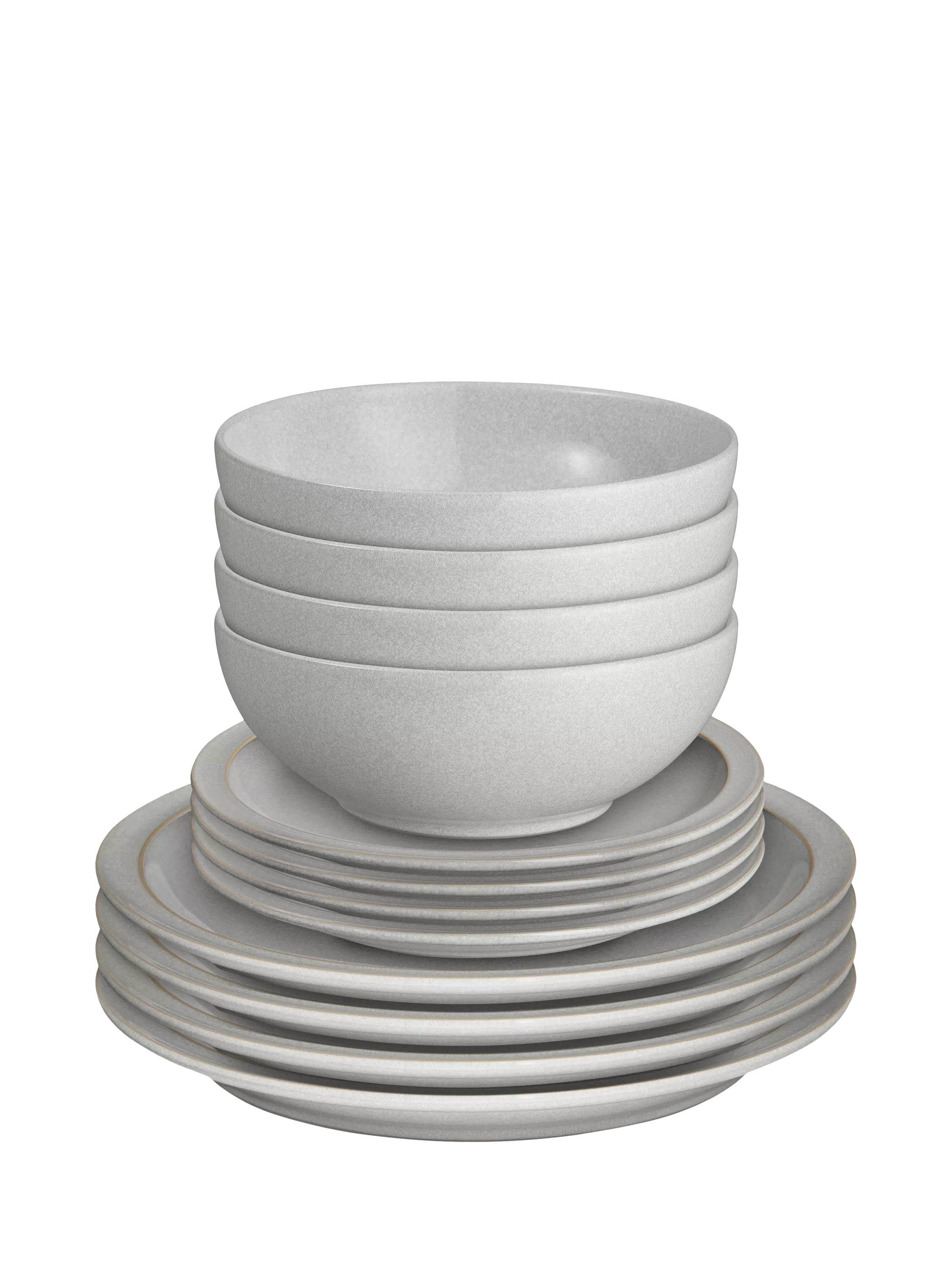 Denby Dove Grey stoneware dinnerware set 12 piece, UK version