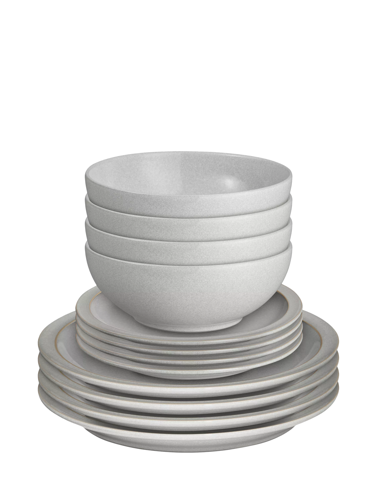 Denby Dove Grey stoneware dinnerware set 12 piece, UK version