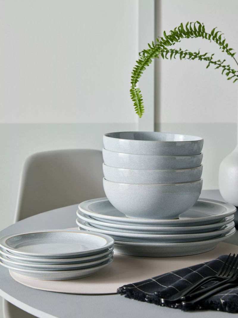Denby Dove Grey stoneware dinnerware set 12 piece, UK version