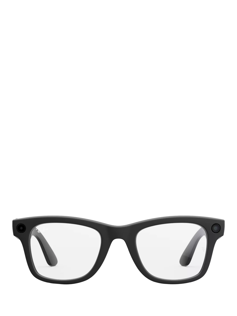 Ray-Ban Meta Wayfarer Glasses, Matte Black, Clear to G15 Green Transitions Lens, Large