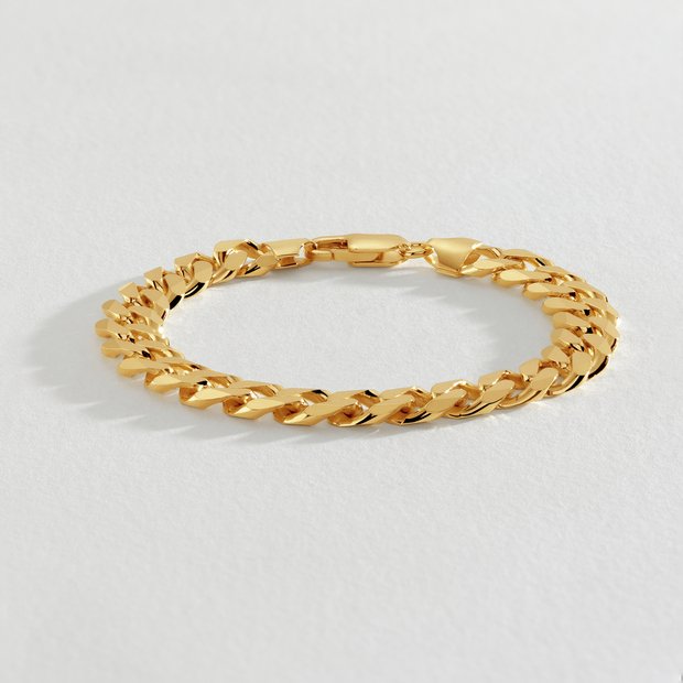 Revere gold-plated flat curb chain bracelet 20cm - British product