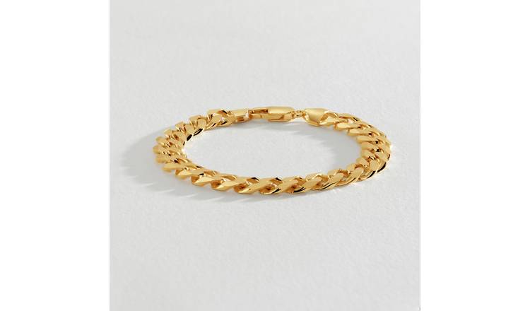 Revere gold-plated flat curb chain bracelet 20cm - British product