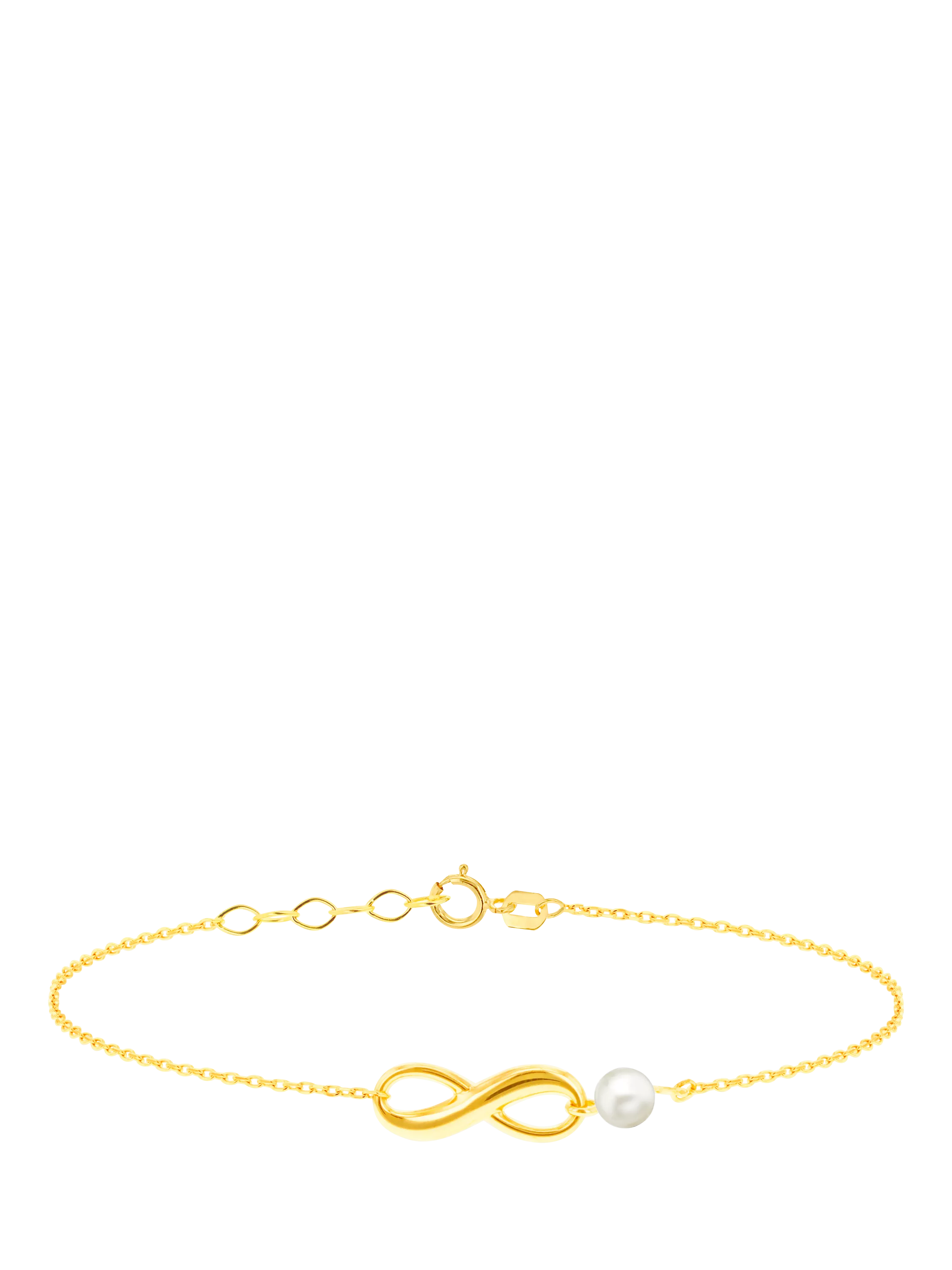 IBB 9ct gold freshwater pearl chain bracelet 18cm (British brand)