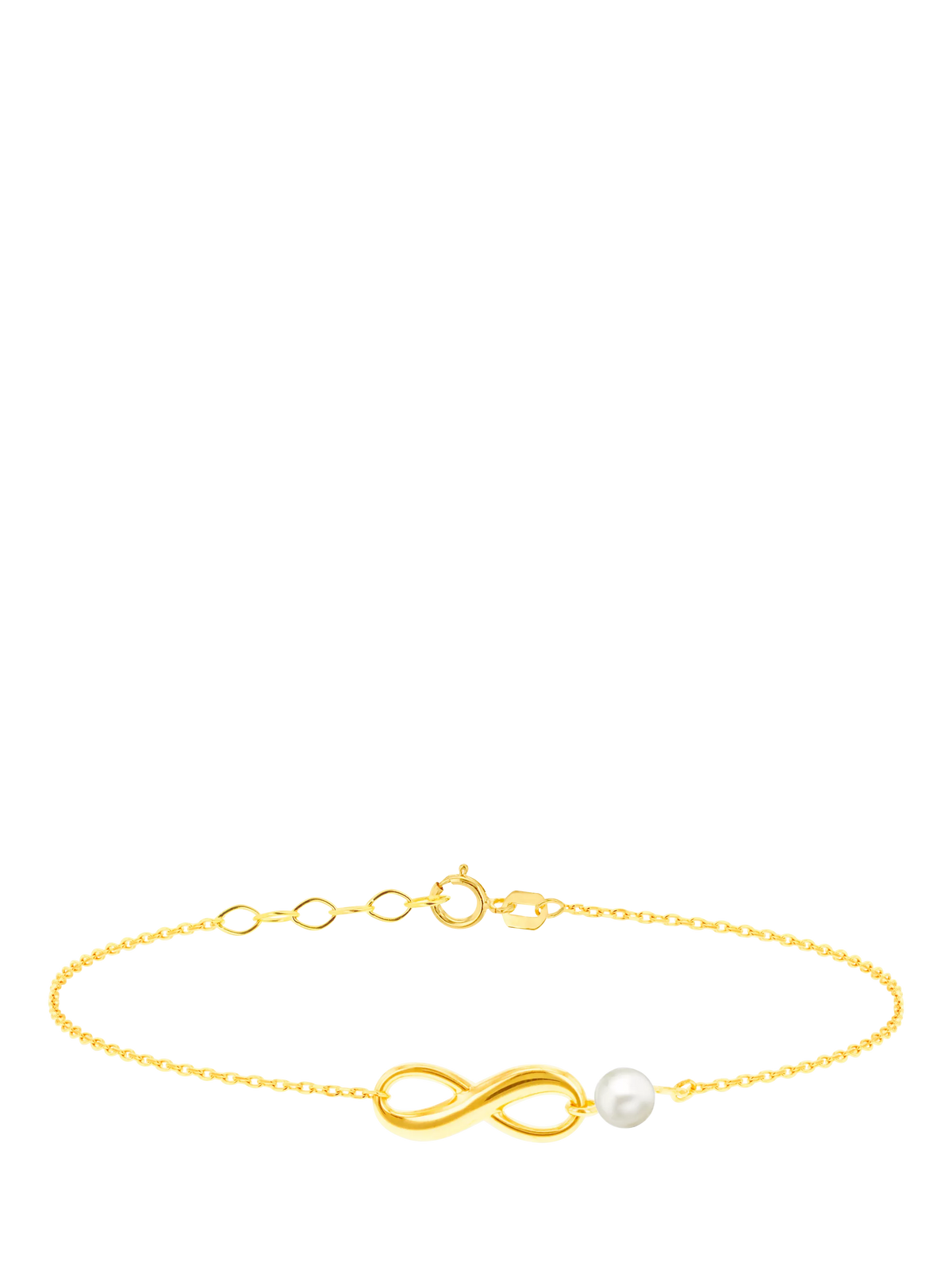 IBB 9ct gold freshwater pearl chain bracelet 18cm (British brand)