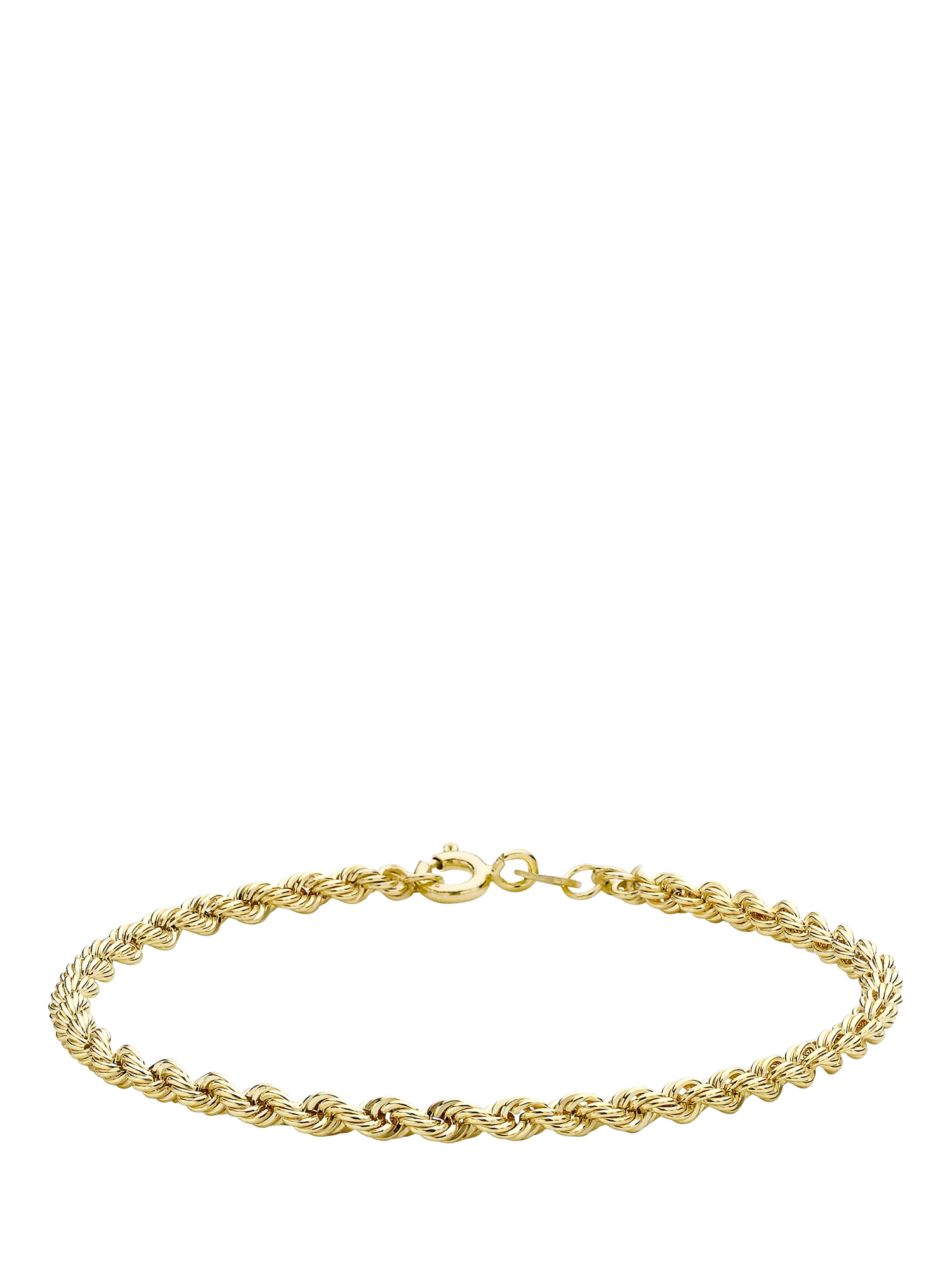 IBB 9ct gold hollow rope chain bracelet 18cm, UK version