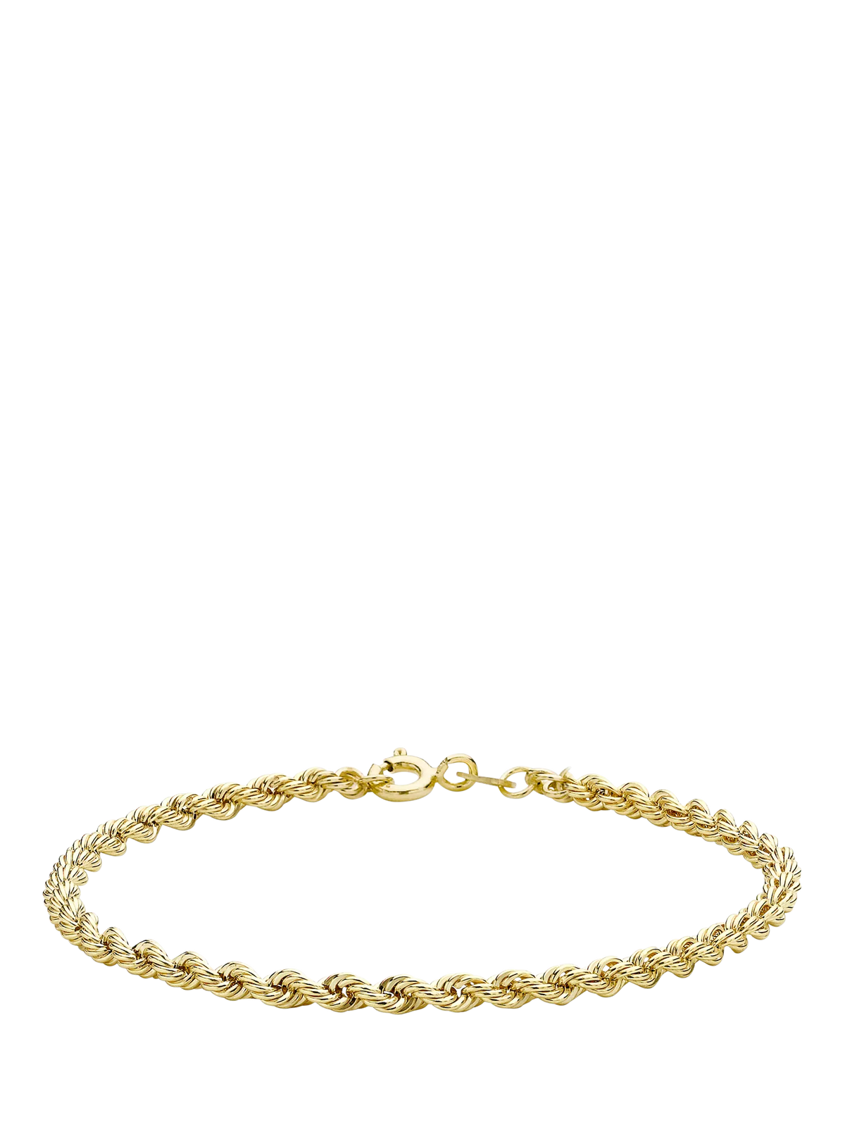IBB 9ct gold hollow rope chain bracelet 18cm, UK version