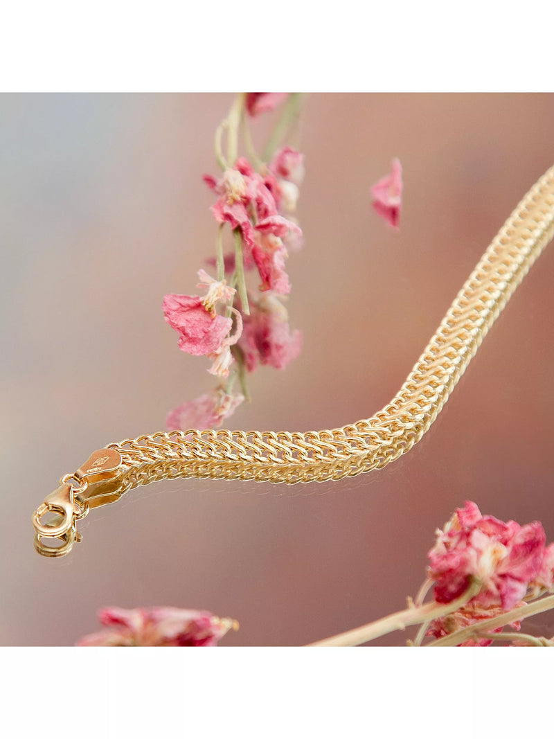 IBB 9ct gold hollow woven curb bracelet 19cm - British product
