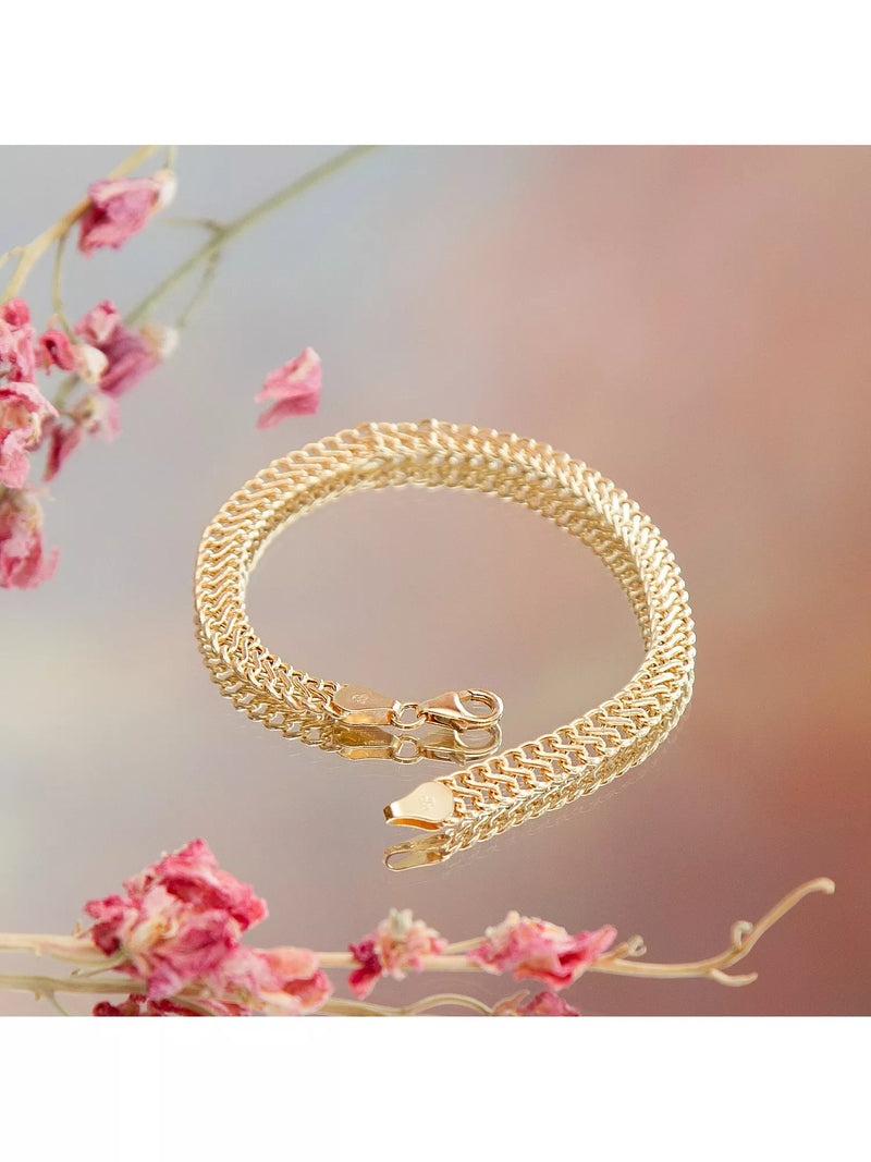 IBB 9ct gold hollow woven curb bracelet 19cm - British product
