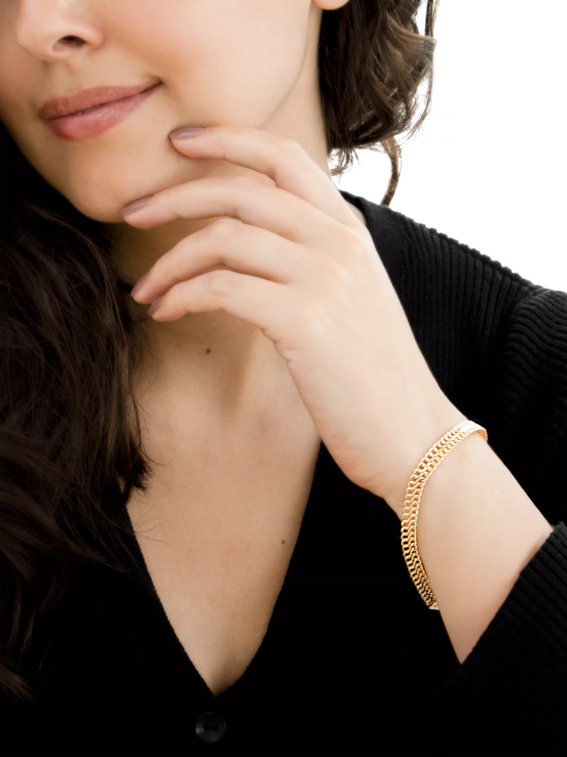 IBB 9ct gold hollow woven curb bracelet 19cm - British product