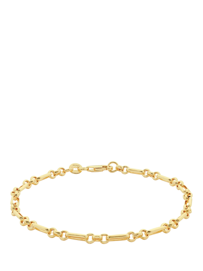 John Lewis IBB 9ct Gold Diamond Cut Figaro Belcher Chain Bracelet, Gold, 19cm- Buy online at McGrocer