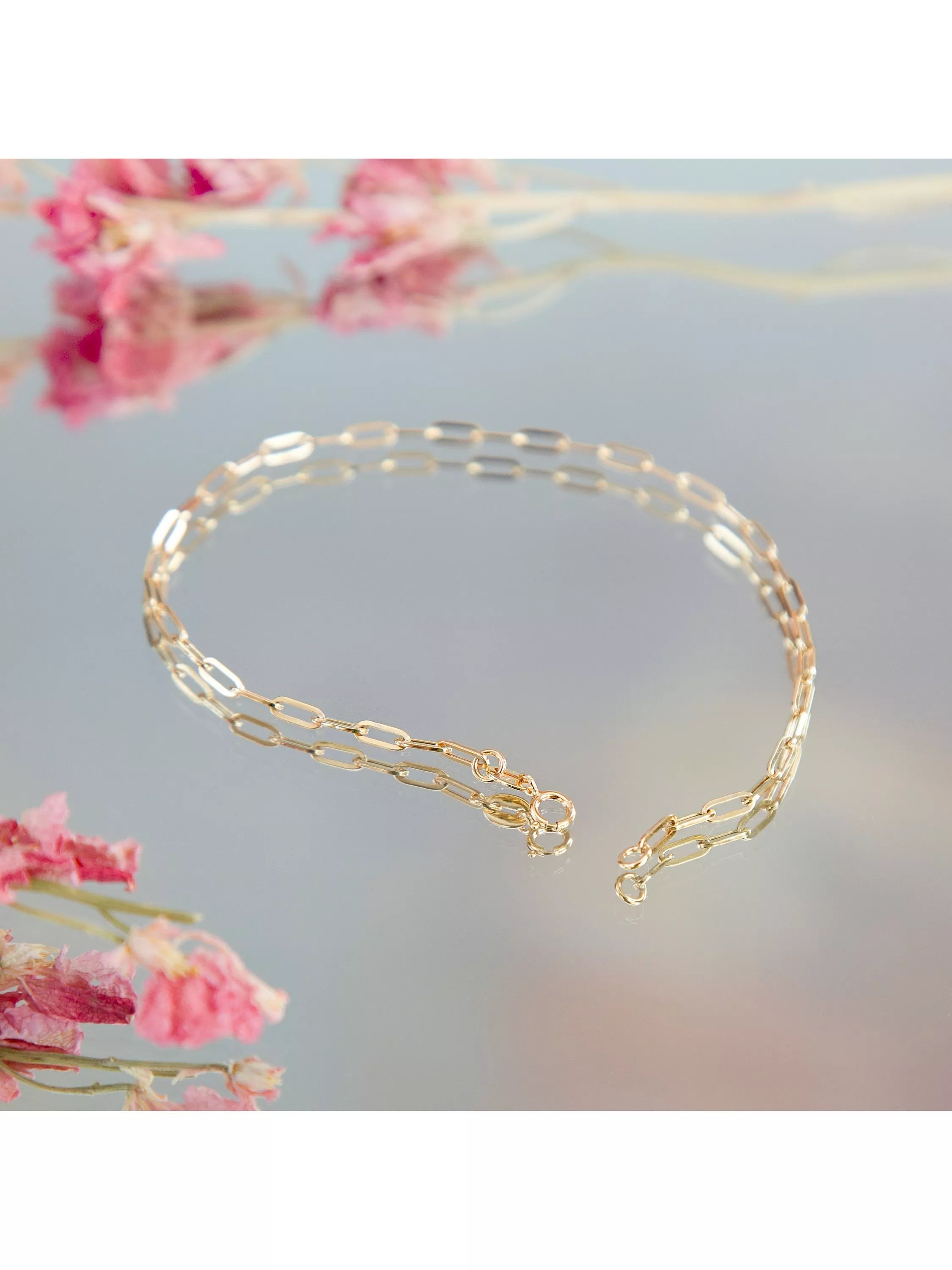 IBB 9ct gold paper chain bracelet 18.5cm (British brand)