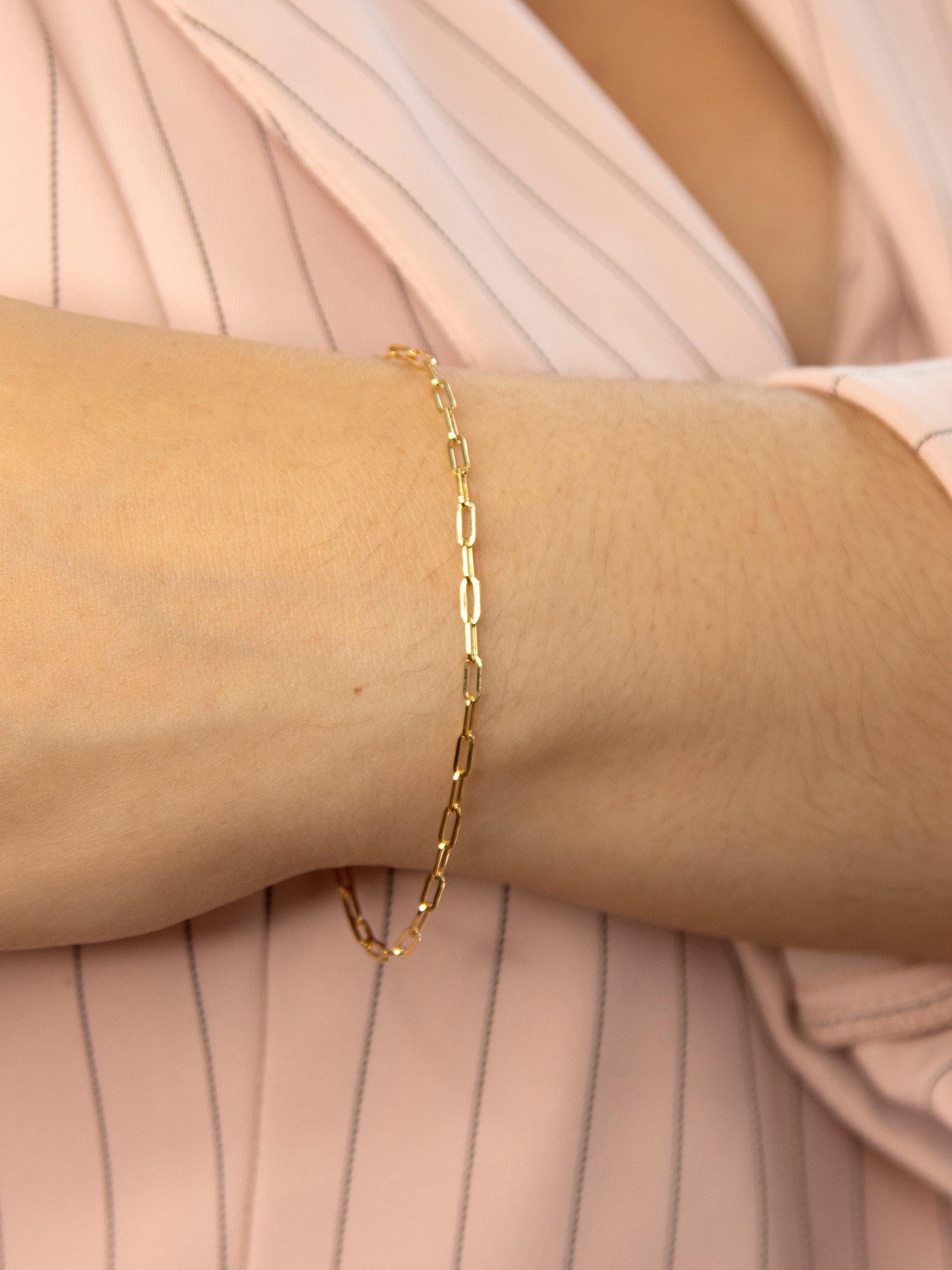 IBB 9ct gold paper chain bracelet 18.5cm (British brand)