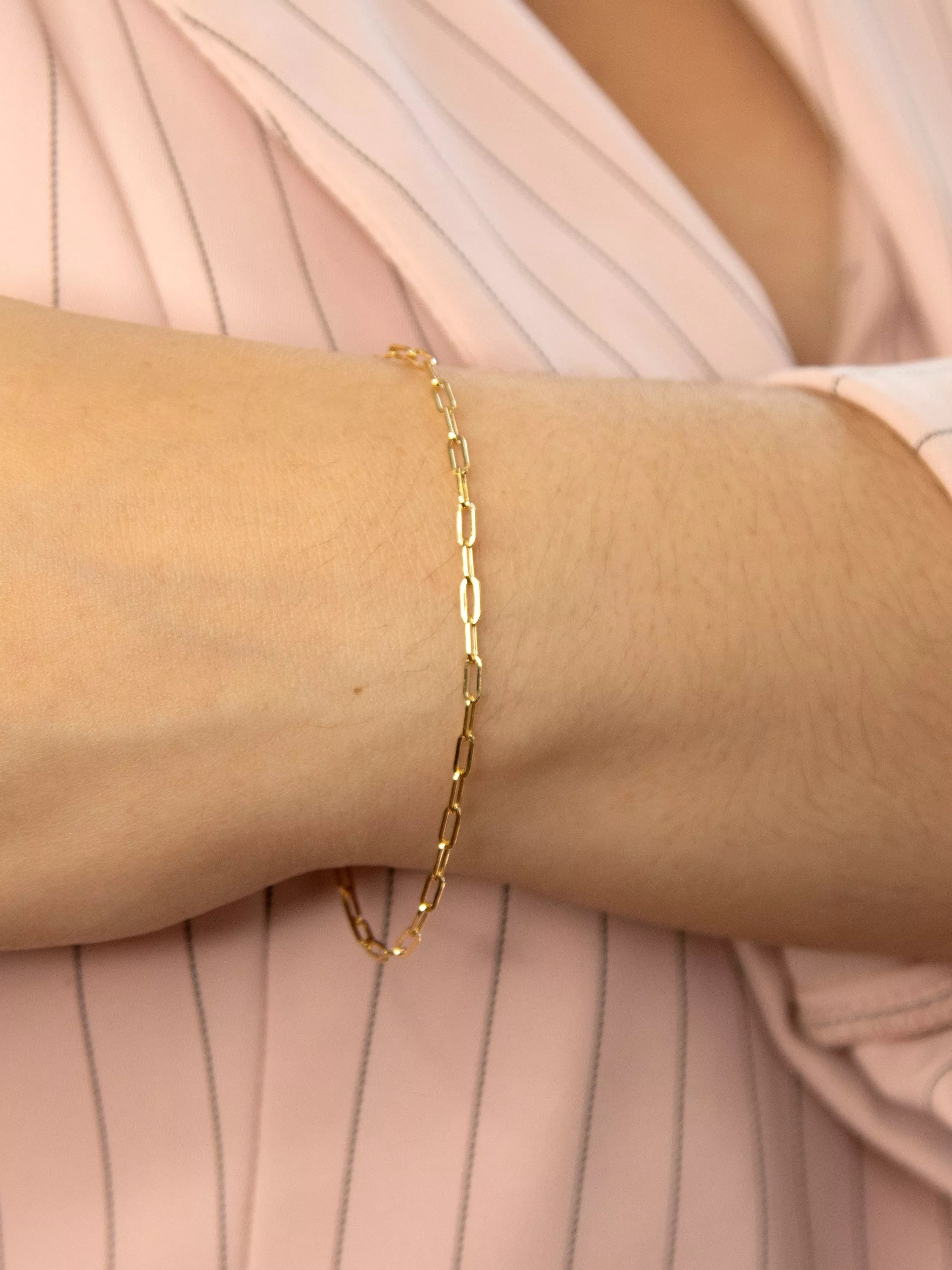 IBB 9ct gold paper chain bracelet 18.5cm (British brand)
