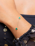 IBB 9ct gold malachite heart petal chain bracelet (British brand)