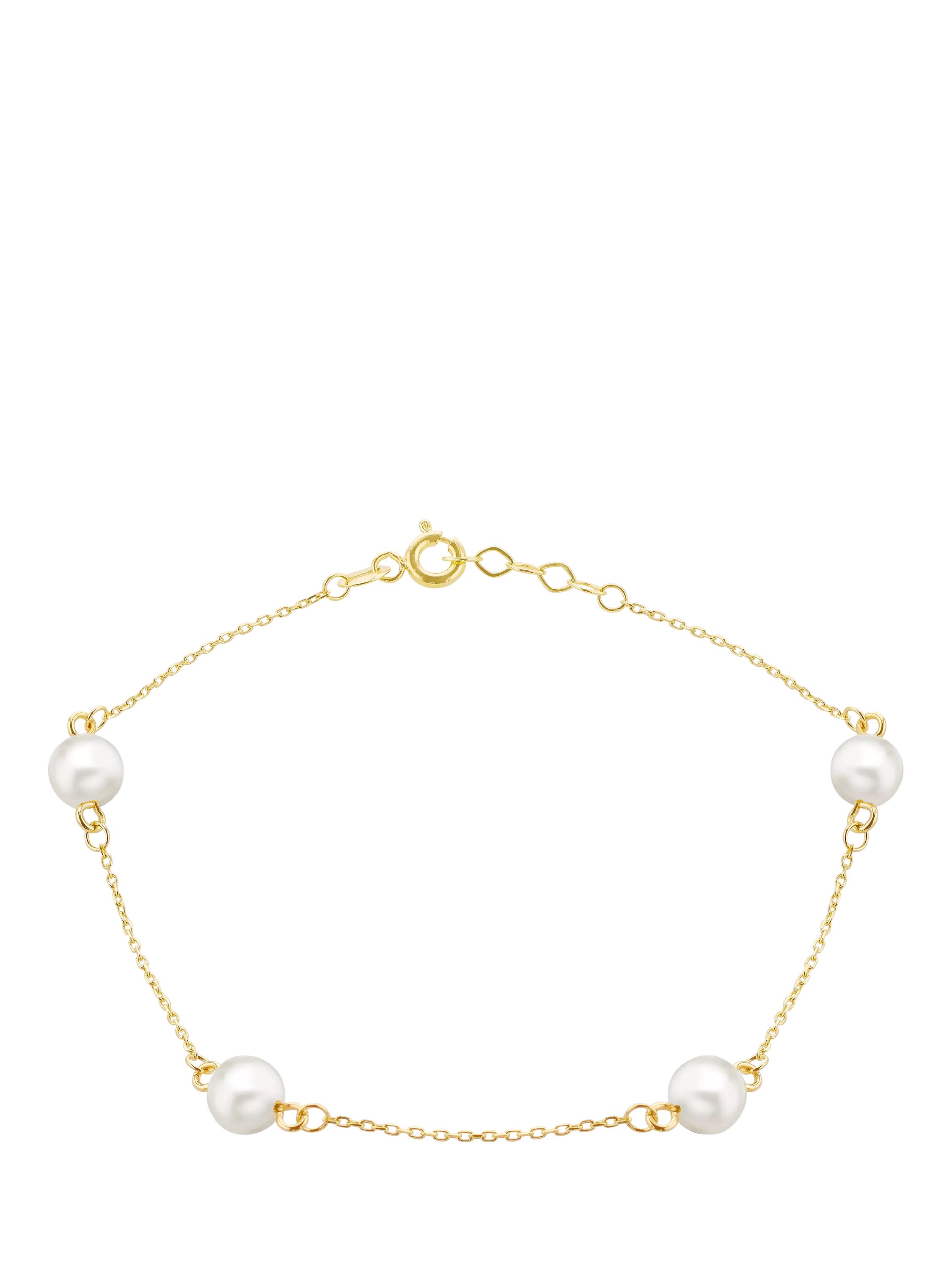 IBB 9ct gold pearl station bracelet 19cm, UK version