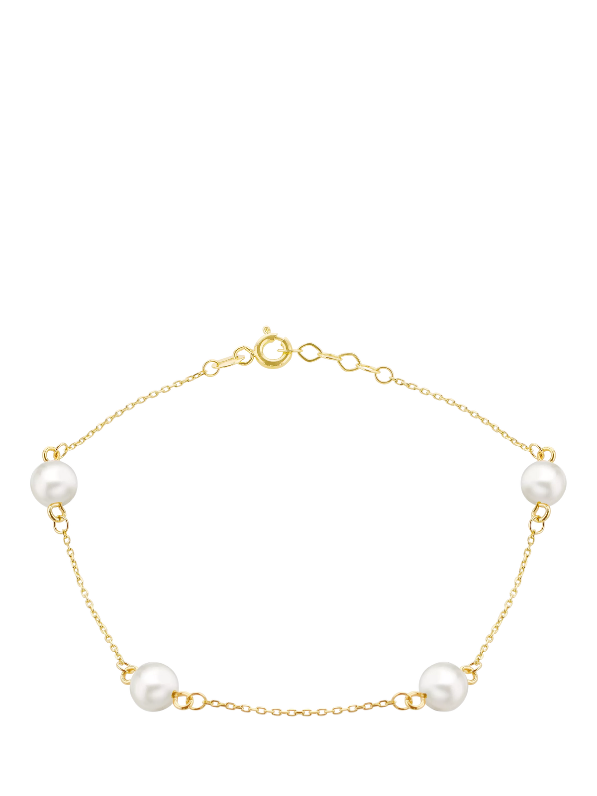 IBB 9ct gold pearl station bracelet 19cm, UK version