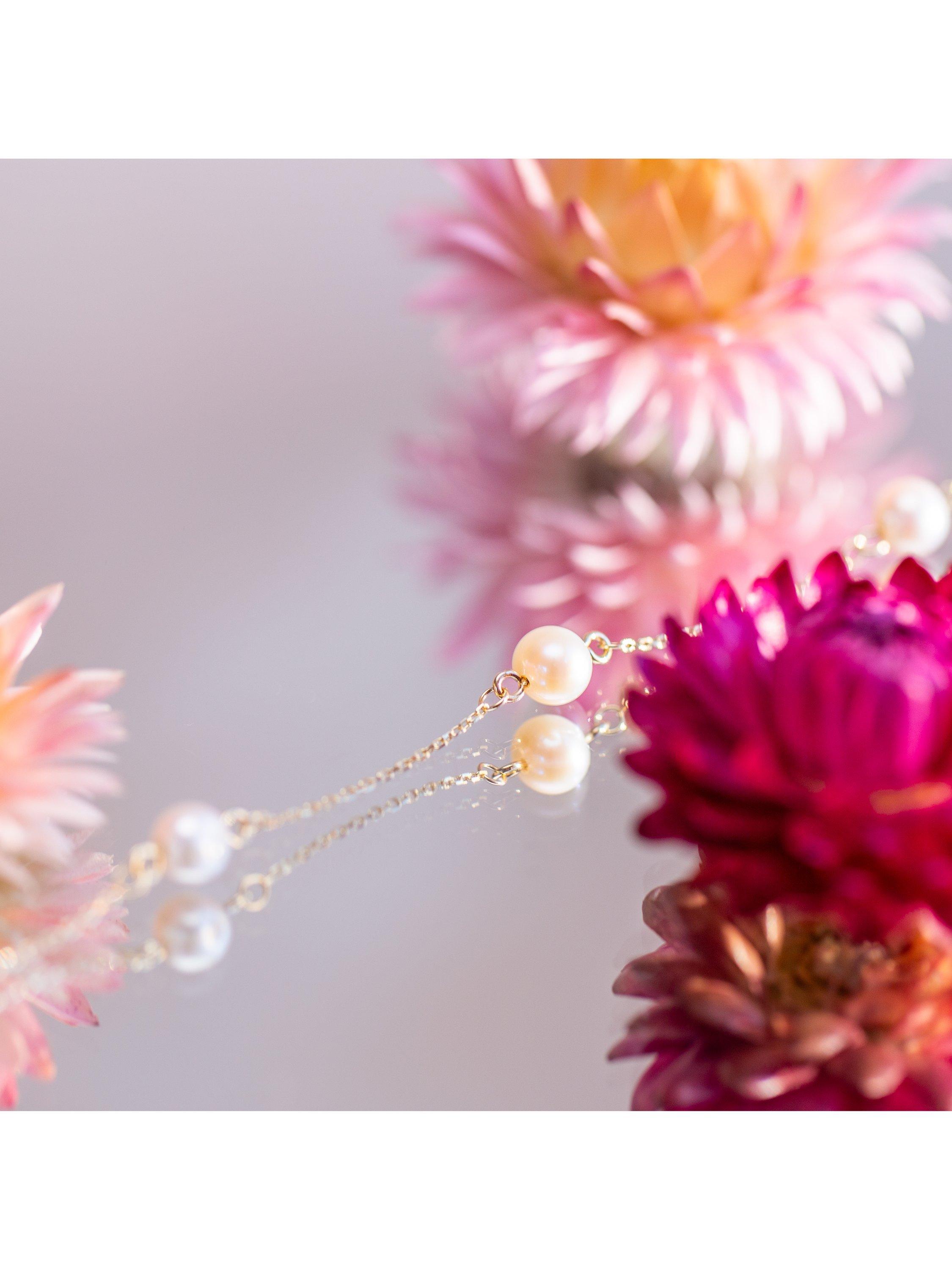 IBB 9ct gold pearl station bracelet 19cm, UK version