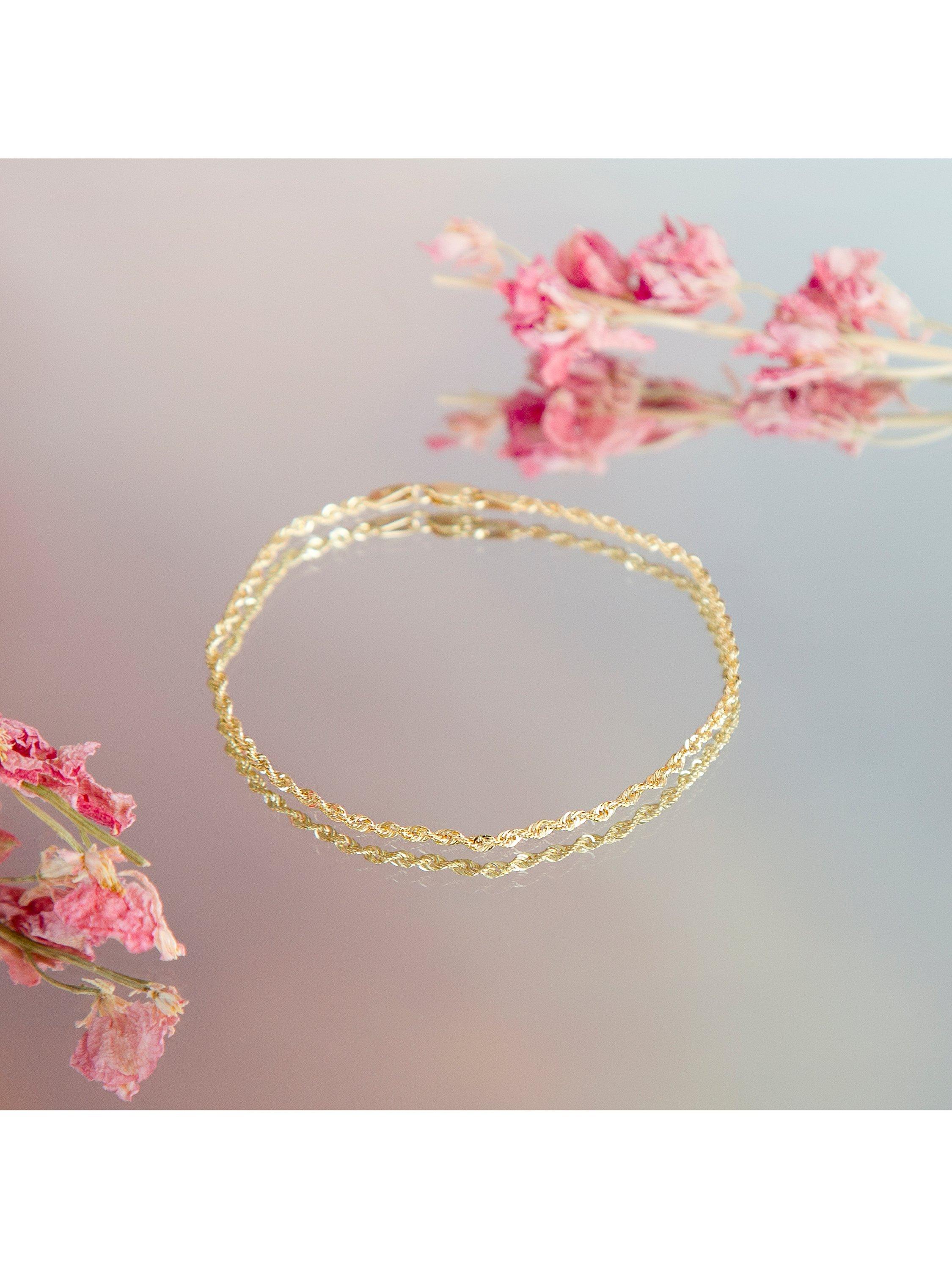 IBB 9ct gold rope chain bracelet 19cm - British product
