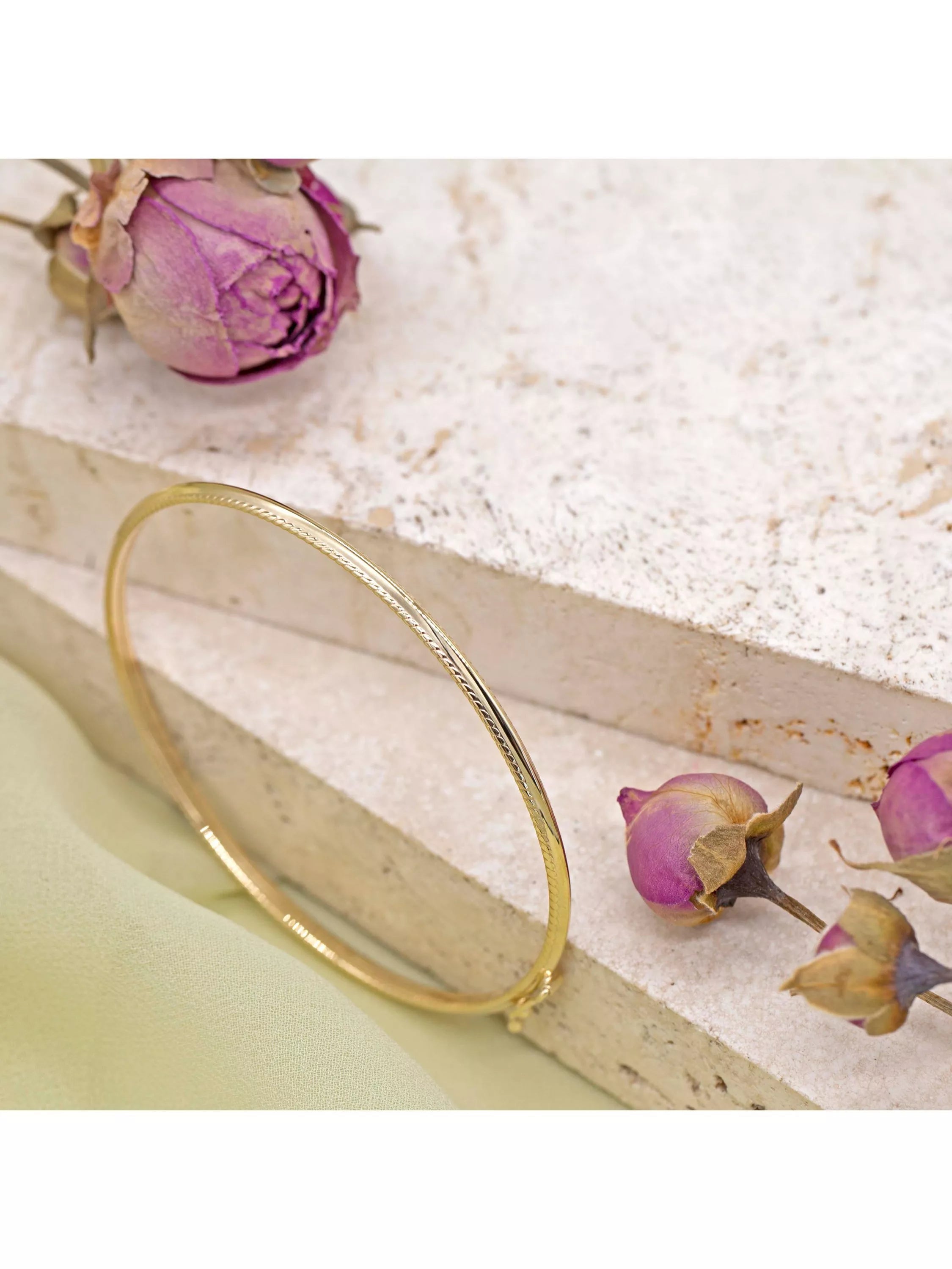 IBB 9ct gold patterned edge bangle - British product