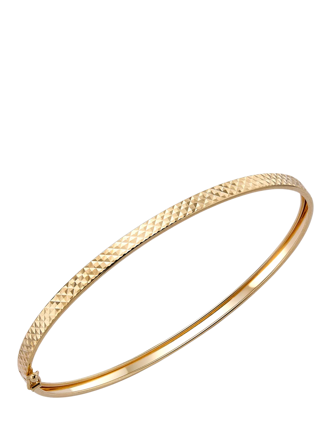 IBB 9ct gold diamond cut flat tube bangle (British brand)