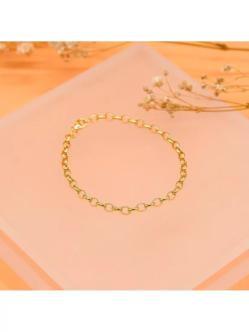 IBB 18ct gold hollow oval belcher bracelet (British brand)