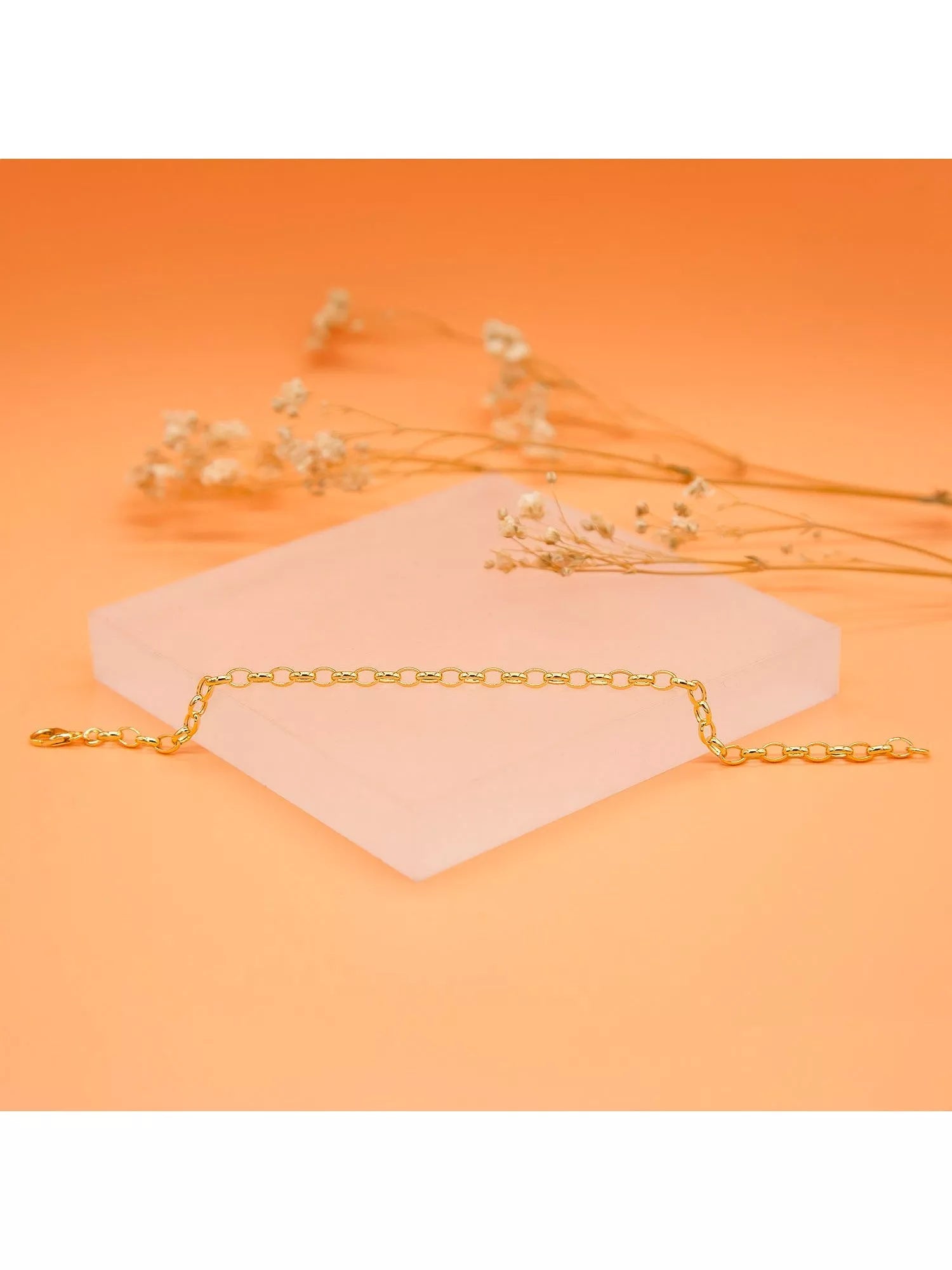 IBB 18ct gold hollow oval belcher bracelet (British brand)