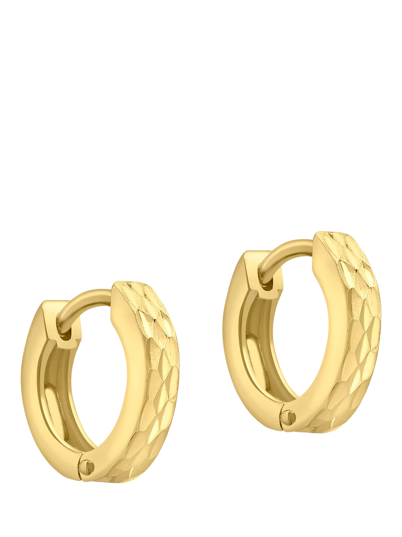IBB 9ct gold diamond cut hoop earrings, UK version