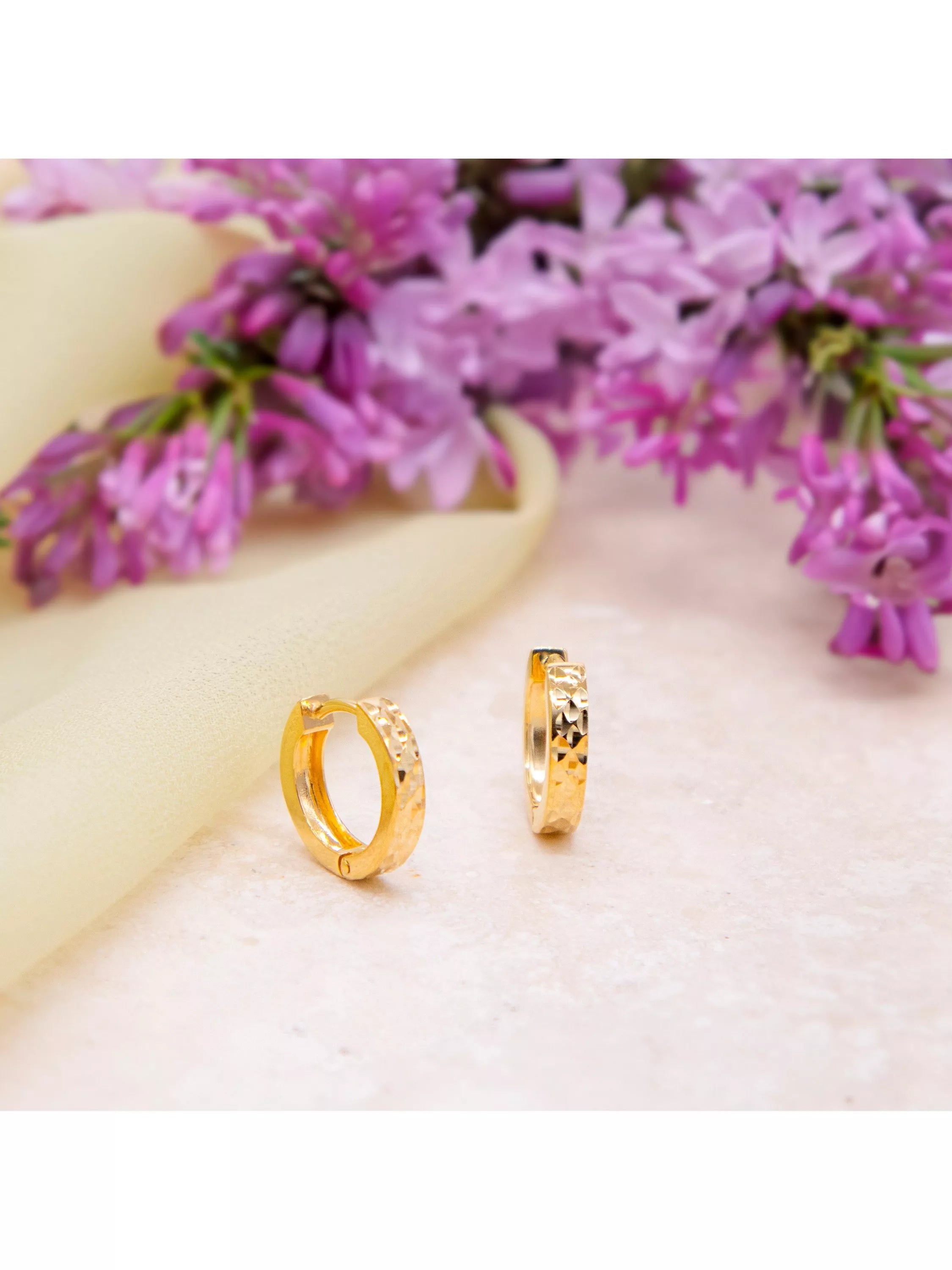 IBB 9ct gold diamond cut hoop earrings, UK version