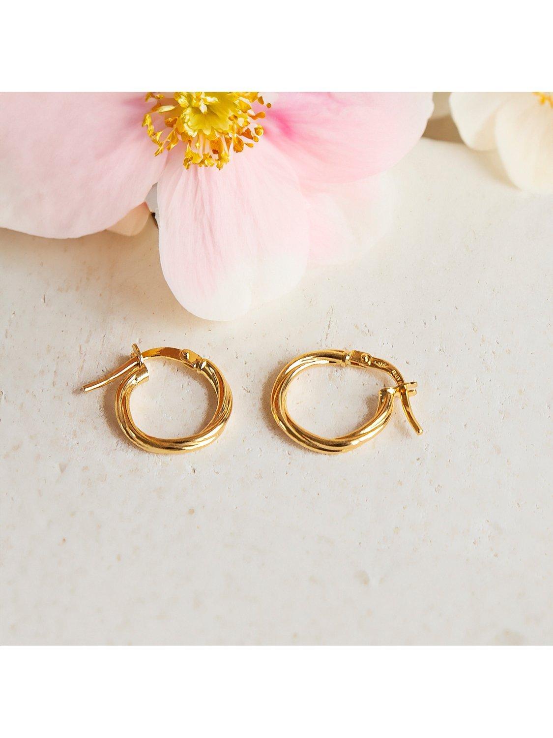 IBB 9ct gold polished twist hoop earrings (British brand)