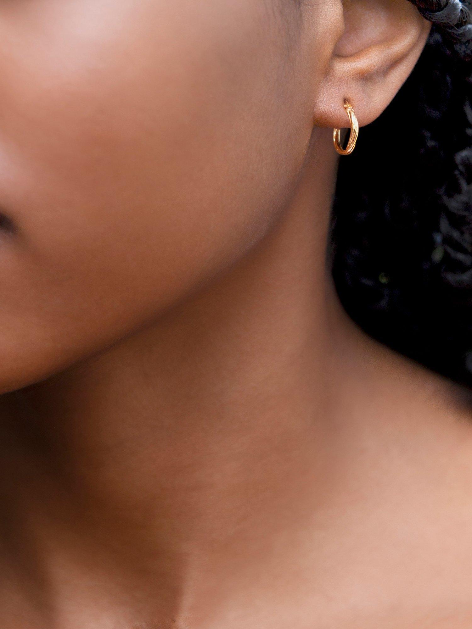 IBB 9ct gold polished twist hoop earrings (British brand)