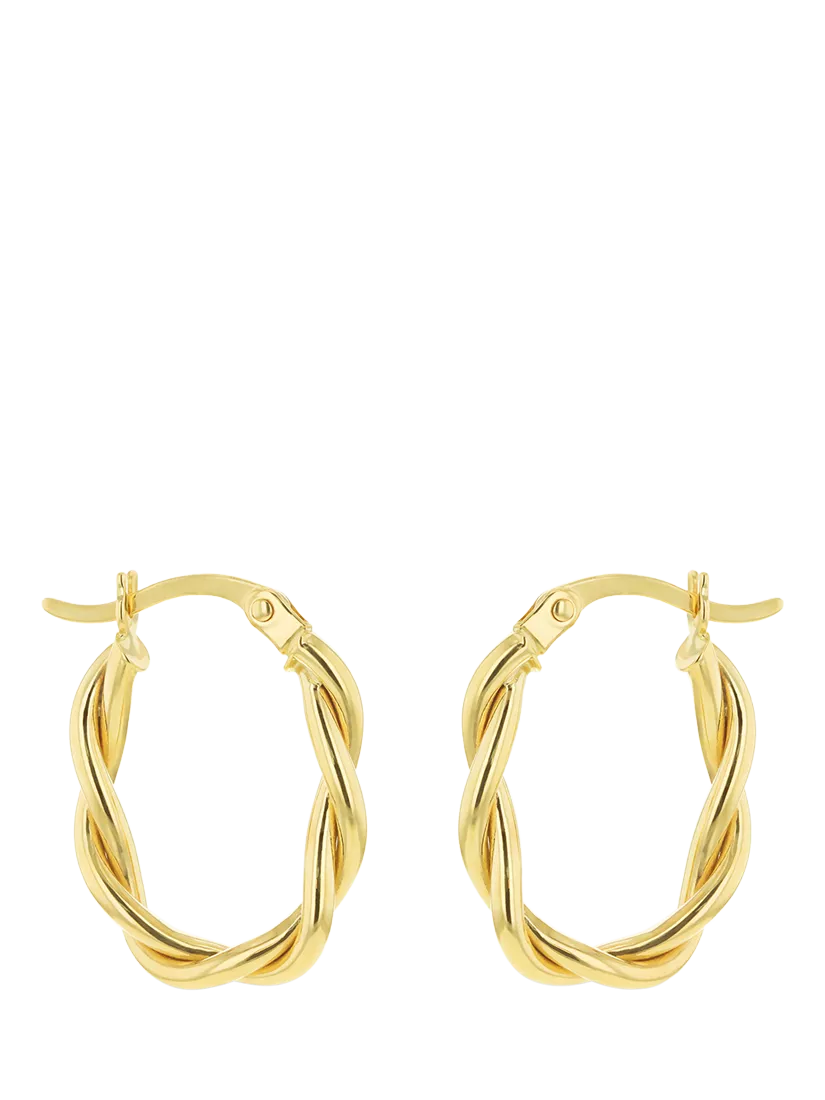 IBB 9ct gold twist oval hoop earrings - British product