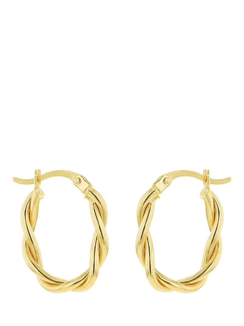 IBB 9ct gold twist oval hoop earrings - British product