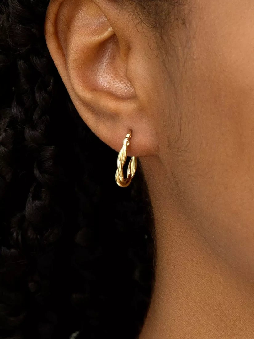 IBB 9ct gold twist oval hoop earrings - British product