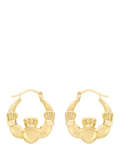 IBB 9ct gold Claddagh creole hoop earrings, gold, imported from the UK