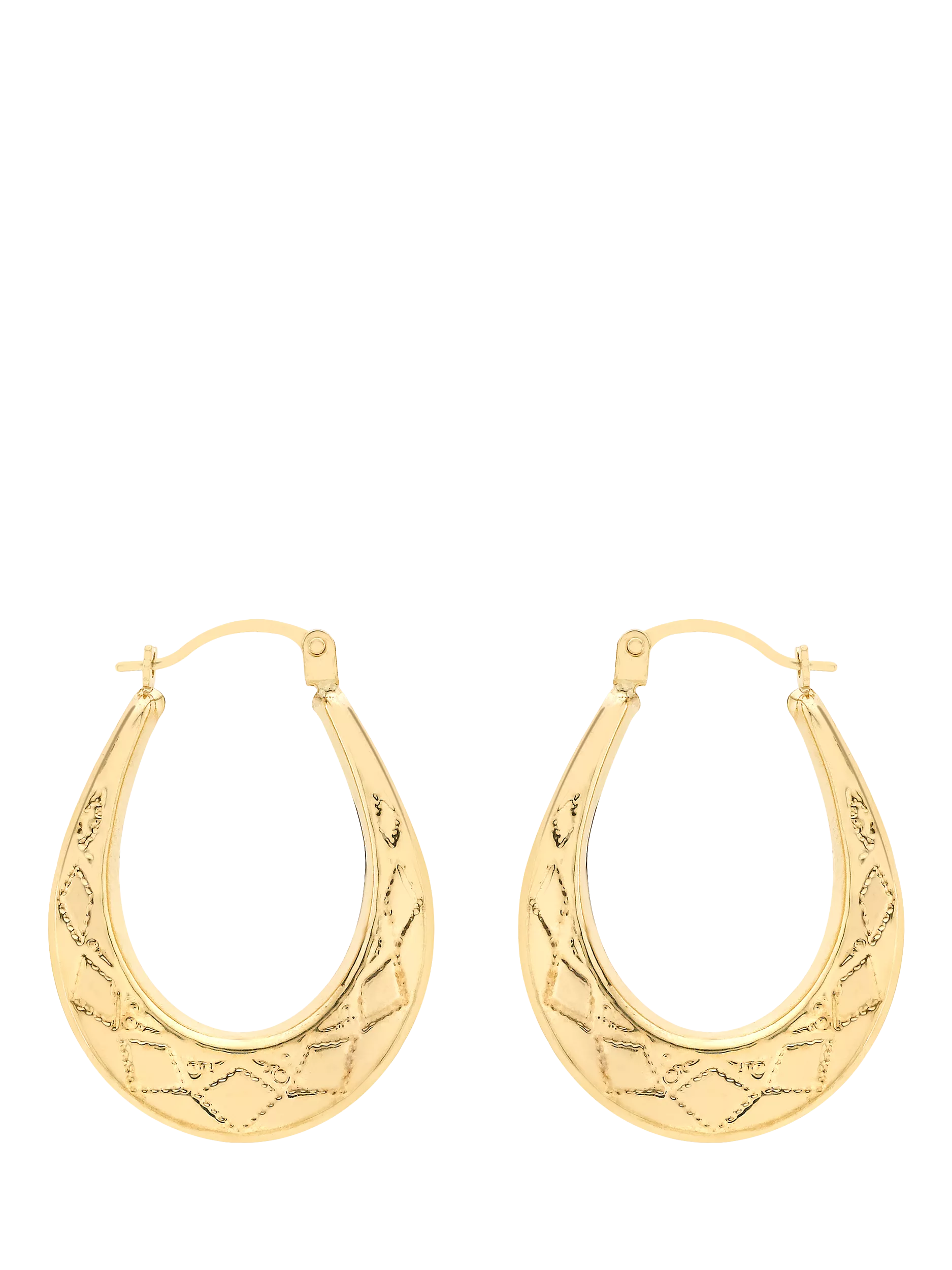 IBB gold creole oval earrings in 9ct solid yellow gold (British brand)