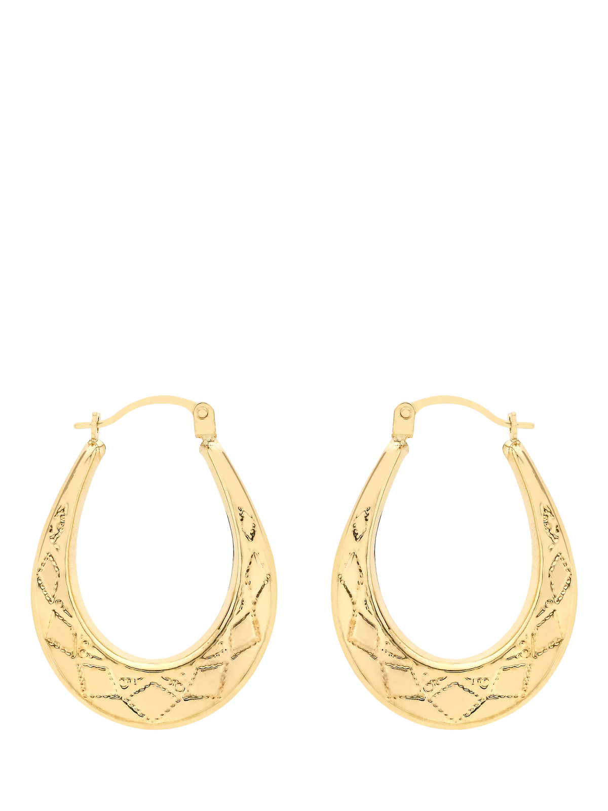IBB gold creole oval earrings in 9ct solid yellow gold (British brand)