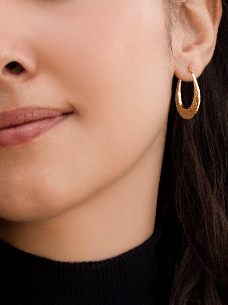 IBB gold creole oval earrings in 9ct solid yellow gold (British brand)