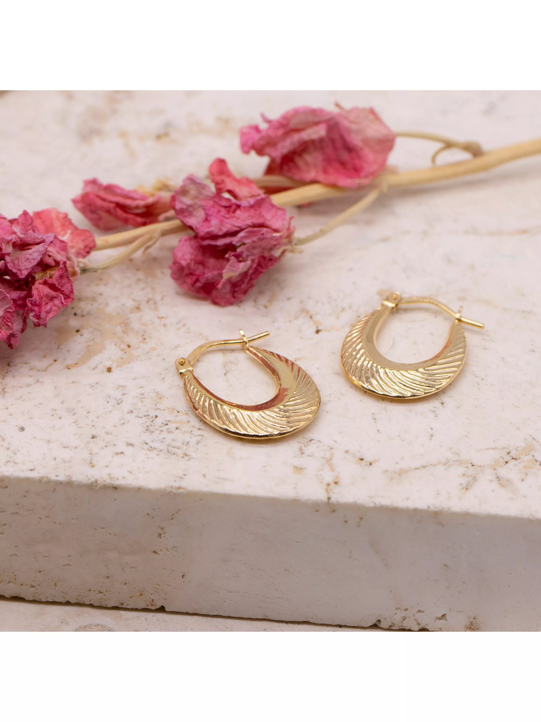 IBB gold hoop earrings patterned creole 9ct, imported from the UK