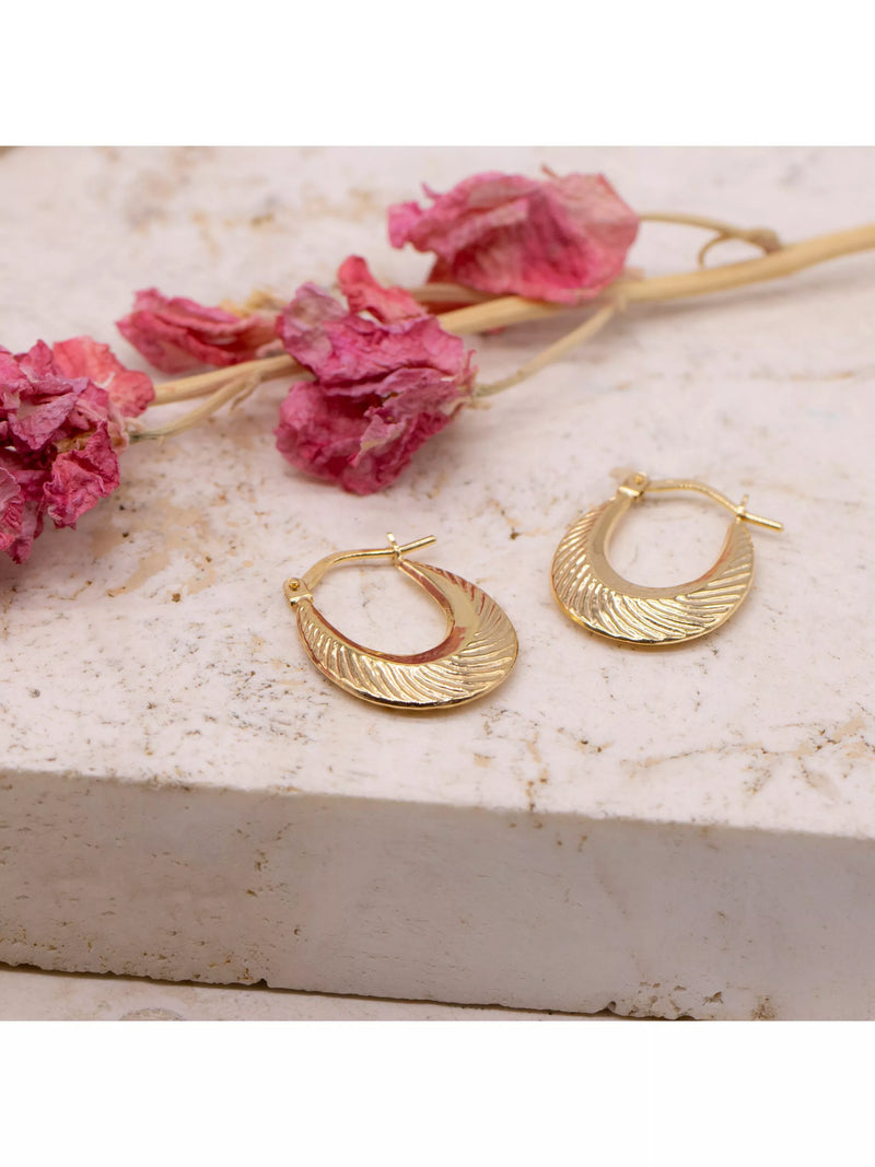 IBB gold hoop earrings patterned creole 9ct, imported from the UK