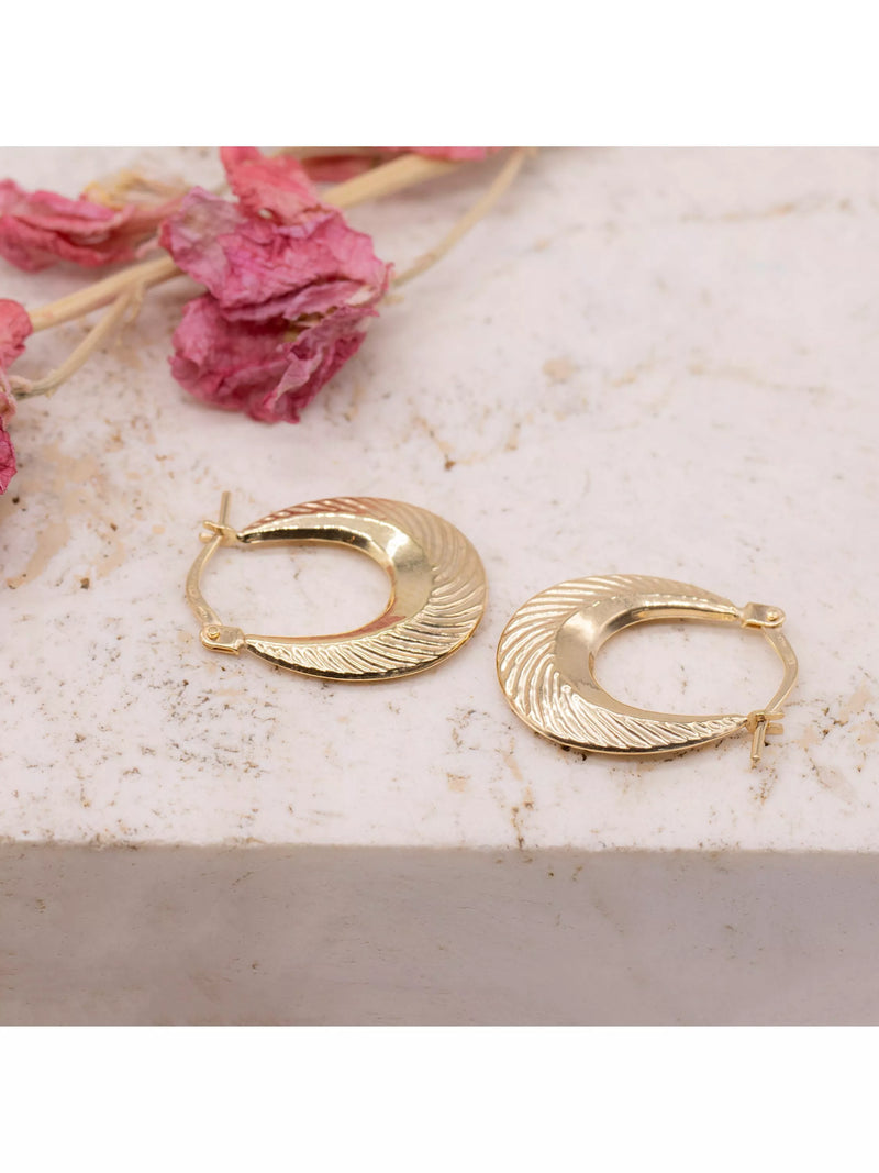 IBB gold hoop earrings patterned creole 9ct, imported from the UK