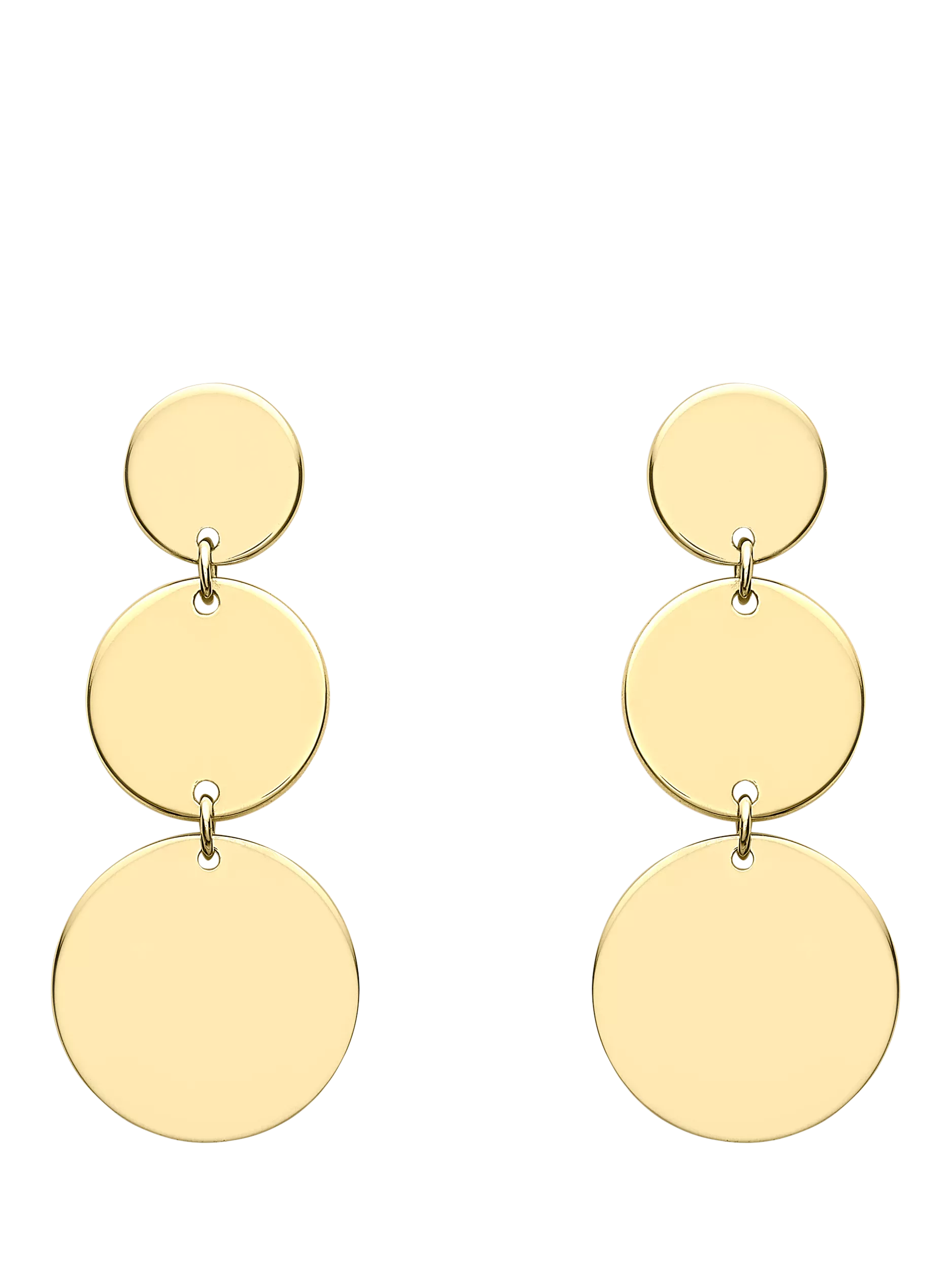 IBB 9ct gold graduated disc drop earrings - British product