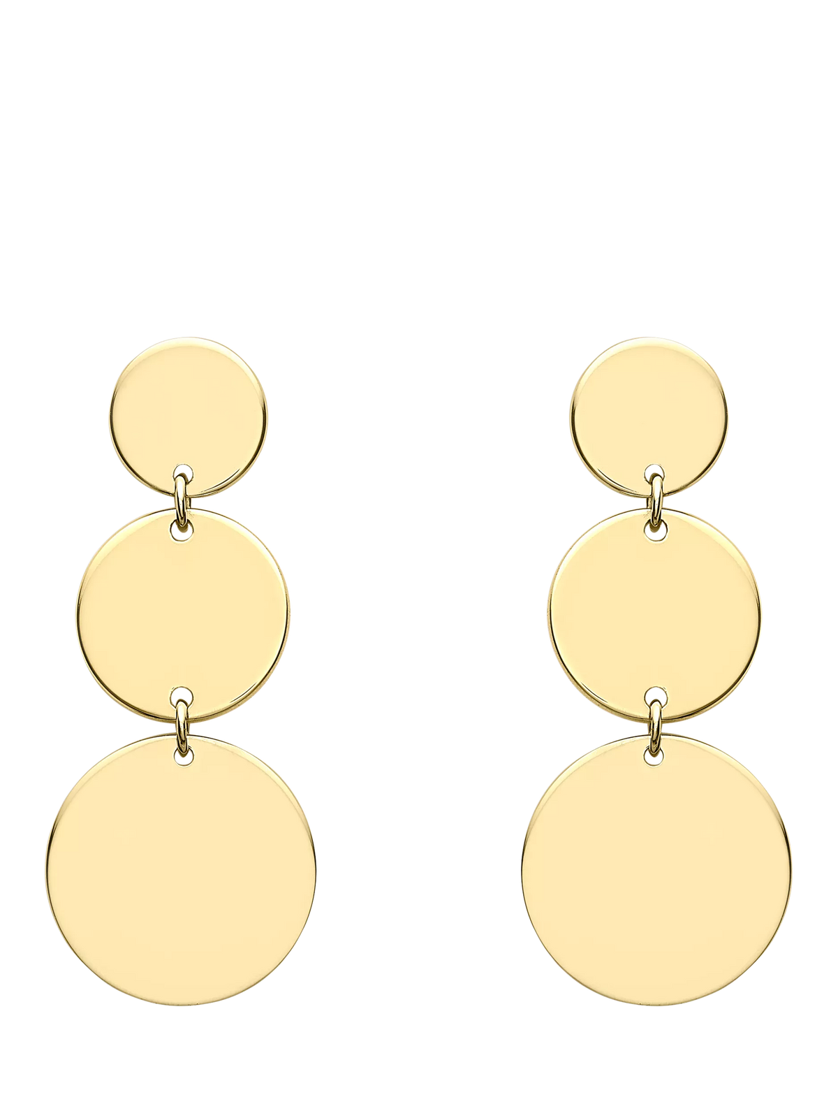 IBB 9ct gold graduated disc drop earrings - British product