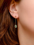IBB 9ct gold oval malachite drop stud earrings - British product