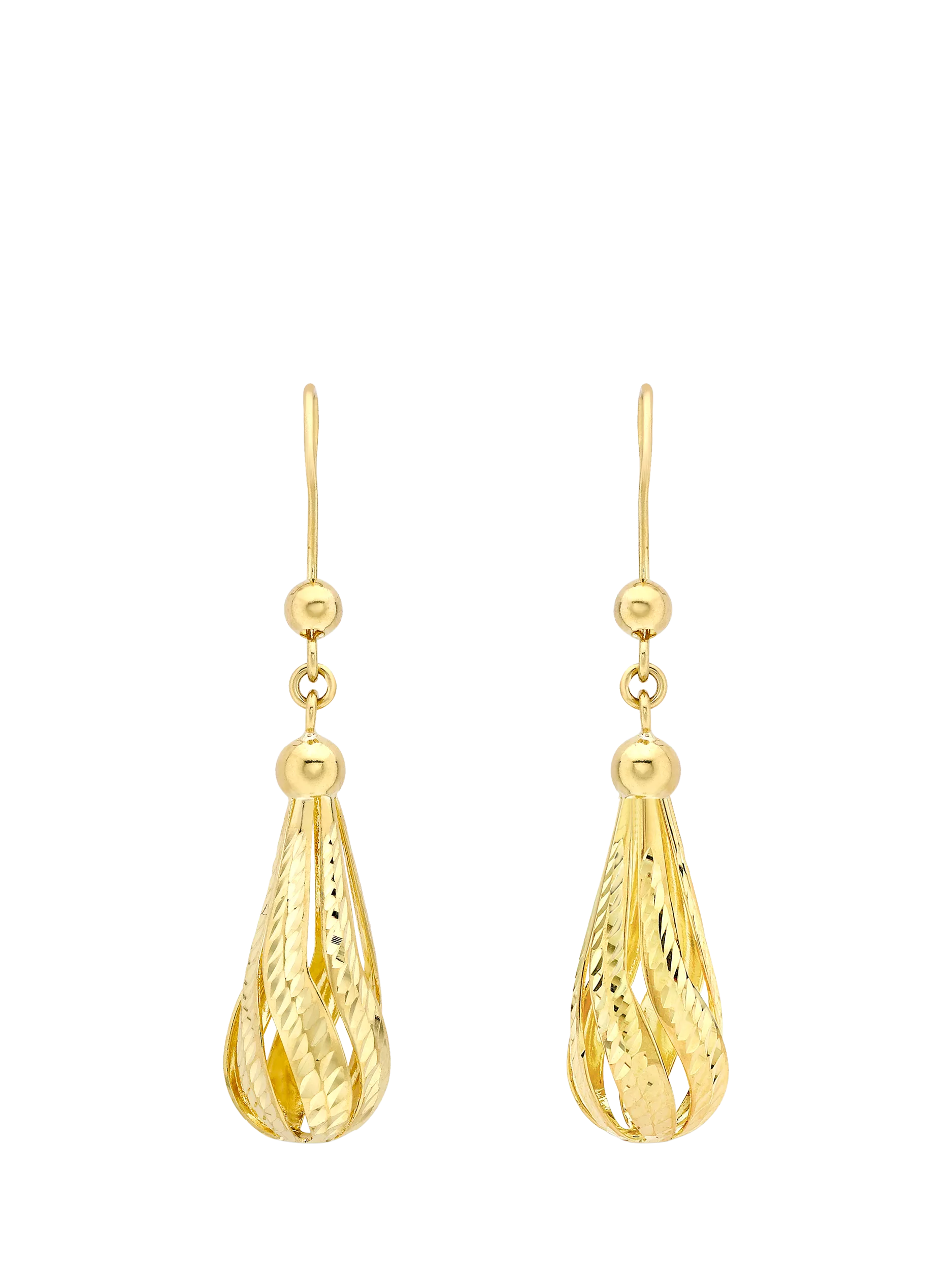 IBB 9ct gold diamond cut teardrop earrings, UK version