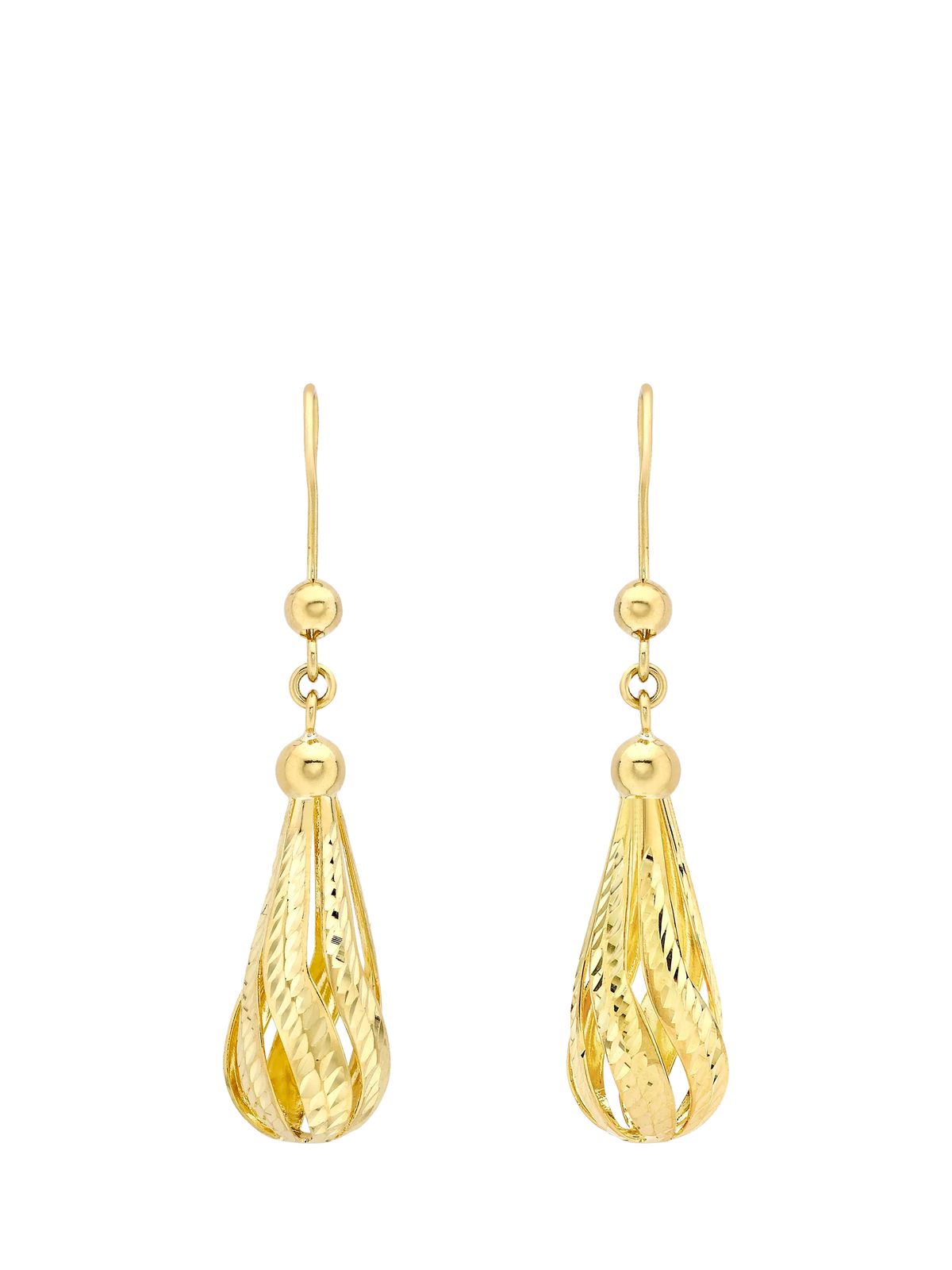 IBB 9ct gold diamond cut teardrop earrings, UK version
