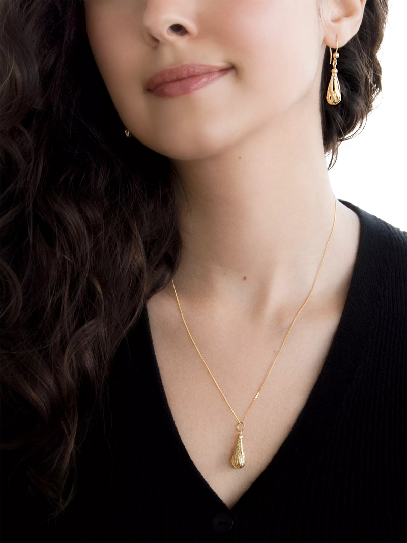IBB 9ct gold diamond cut teardrop earrings, UK version