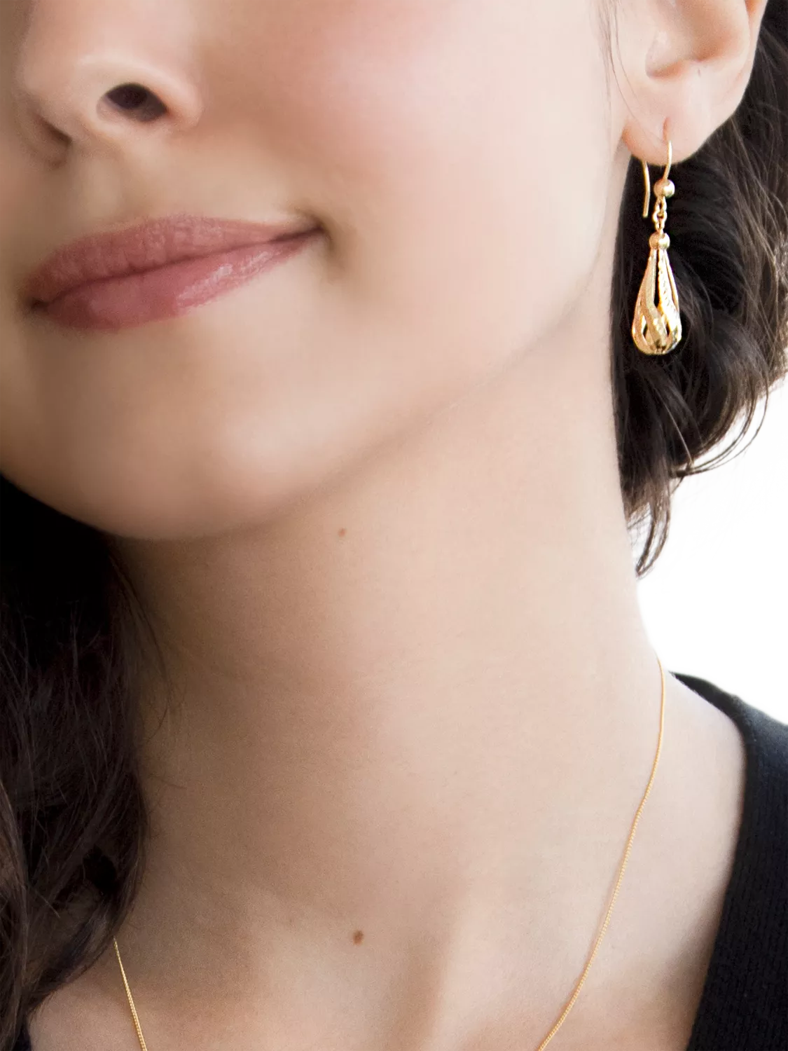 IBB 9ct gold diamond cut teardrop earrings, UK version