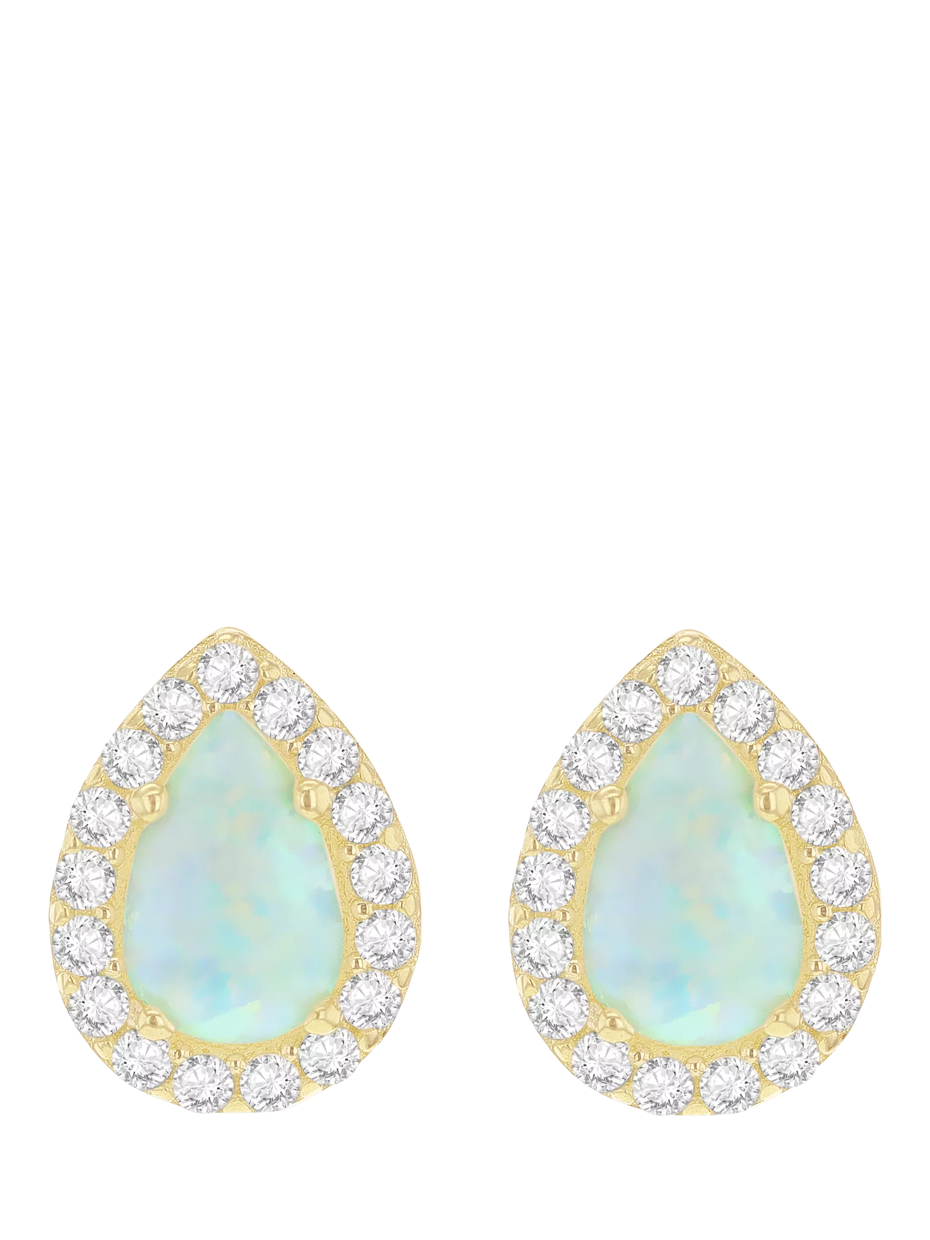 IBB gold opal cubic zirconia stud earrings 8.8x6.7mm, imported from the UK