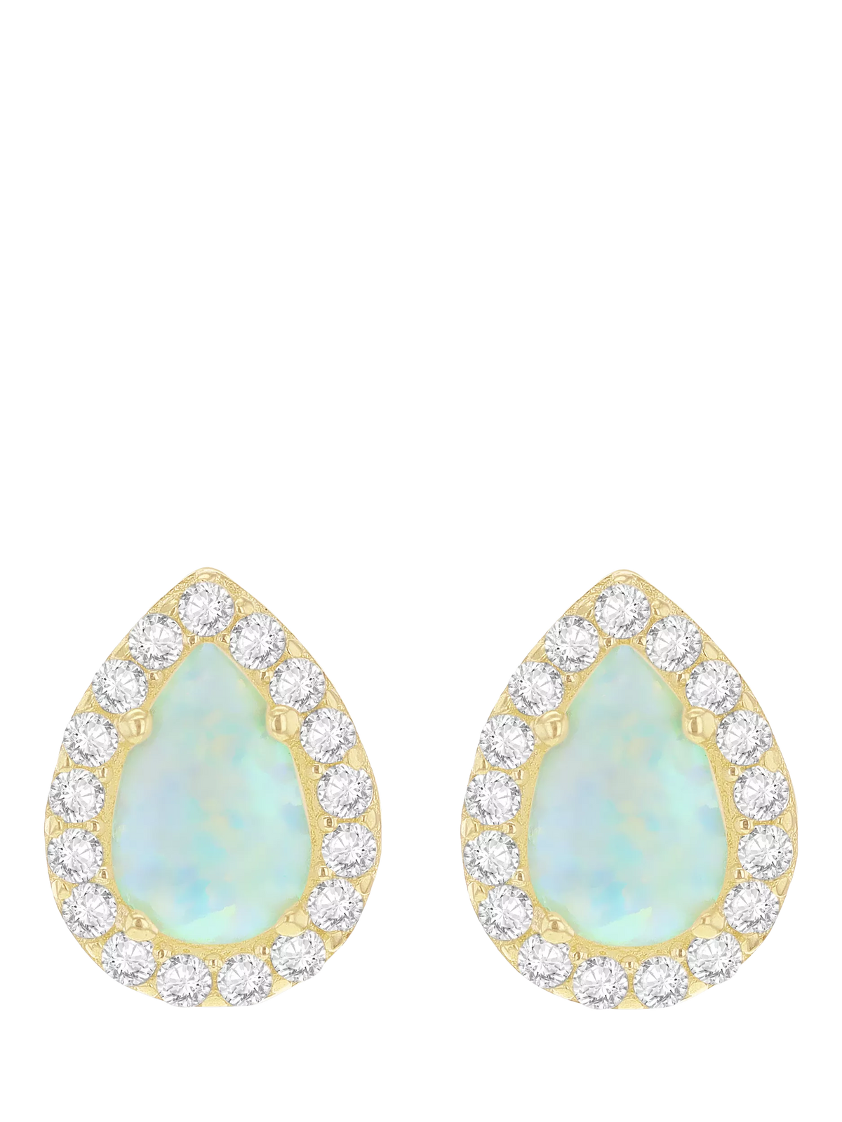 IBB gold opal cubic zirconia stud earrings 8.8x6.7mm, imported from the UK